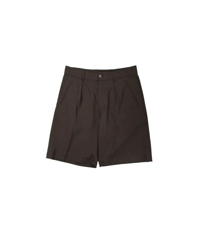 De Bonne Facture Naturalist Shorts Super 130's Cold Wool Bark Brown made by De Bonne Facture