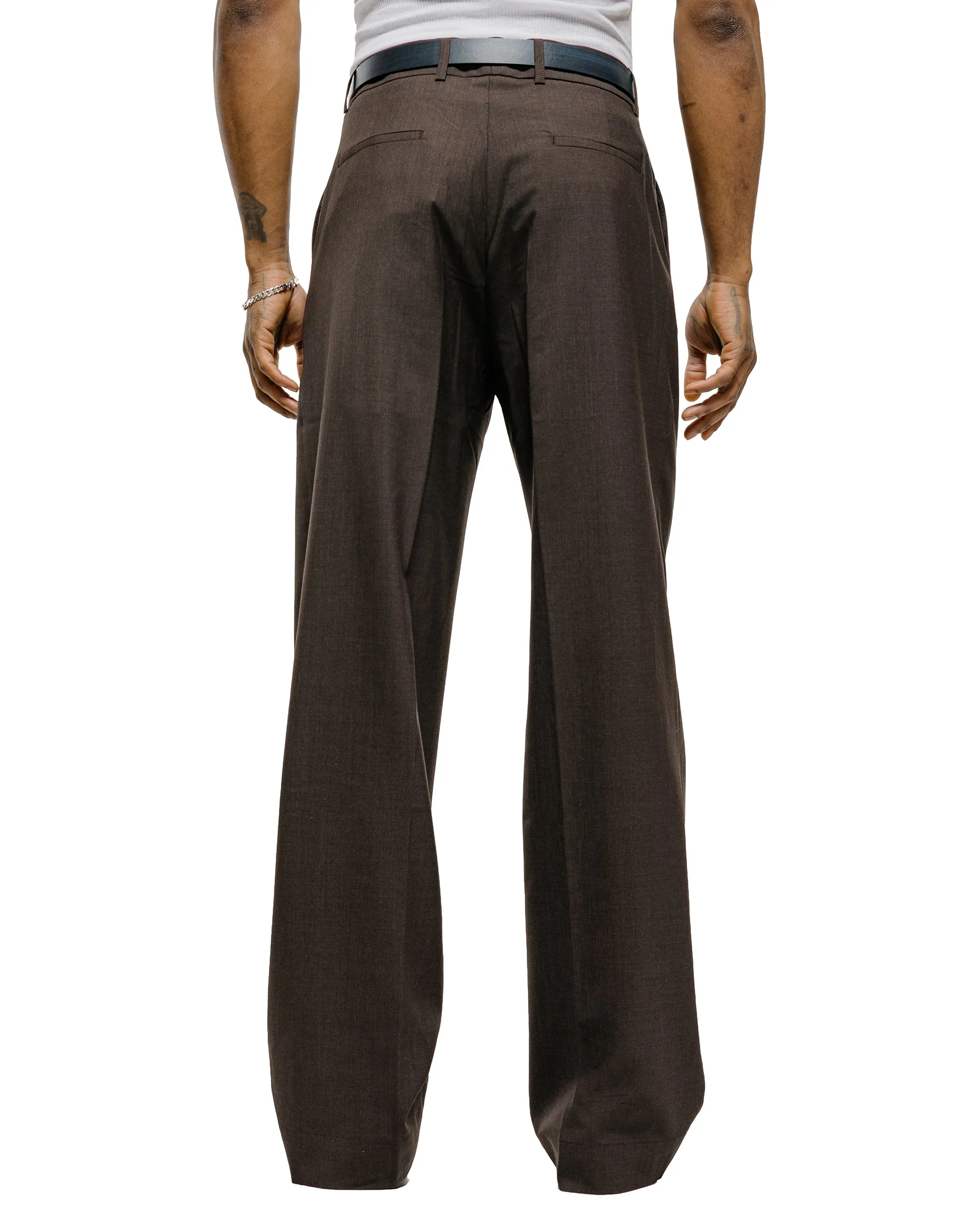 De Bonne Facture Grandad Trouser Super 130's Cold Wool Bark Brown sold by Lost & Found product image thumbnail 3