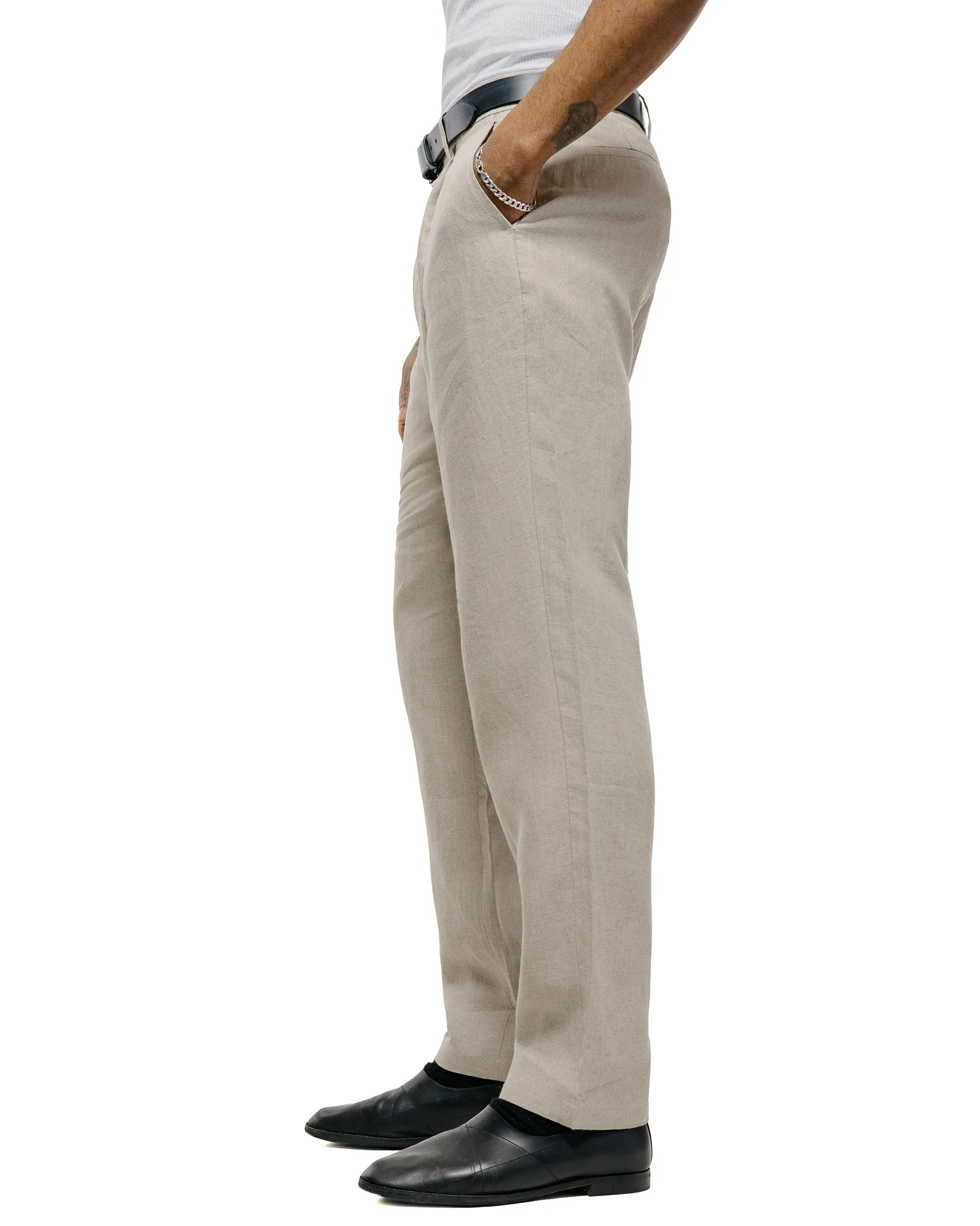 De Bonne Facture One Pleat Trousers Belgian Linen Undyed Flax sold by Lost & Found product image thumbnail 3