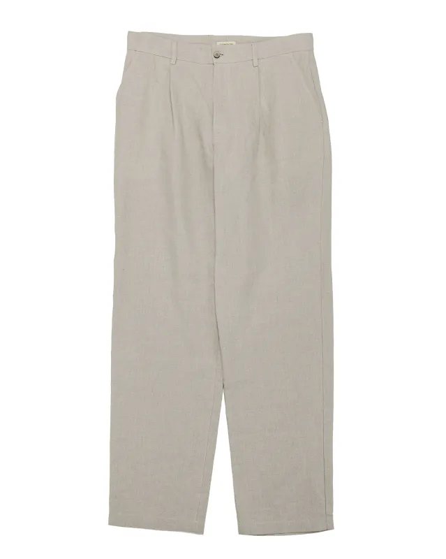 De Bonne Facture One Pleat Trousers Belgian Linen Undyed Flax made by Lost & Found