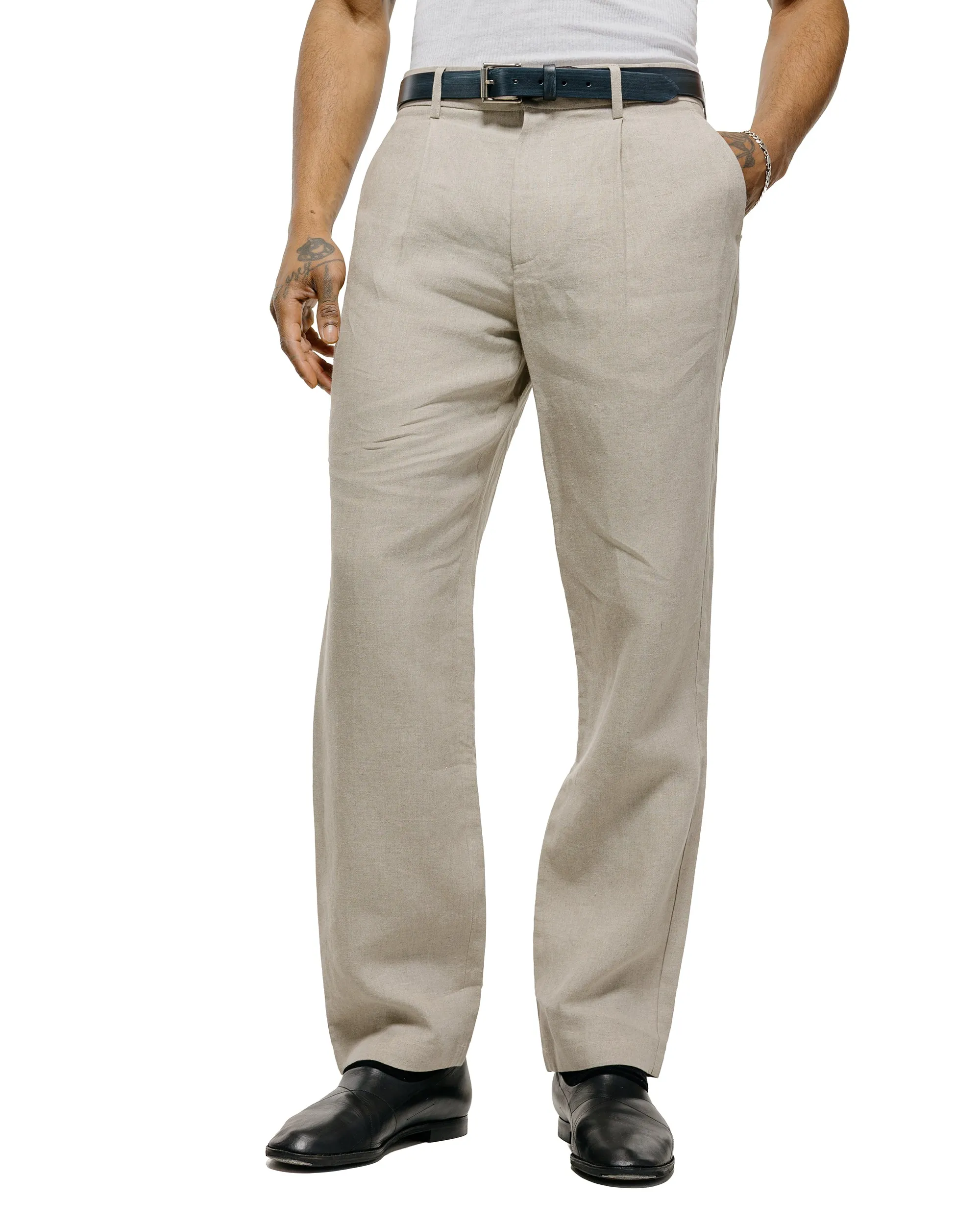 De Bonne Facture One Pleat Trousers Belgian Linen Undyed Flax sold by Lost & Found product image thumbnail 2