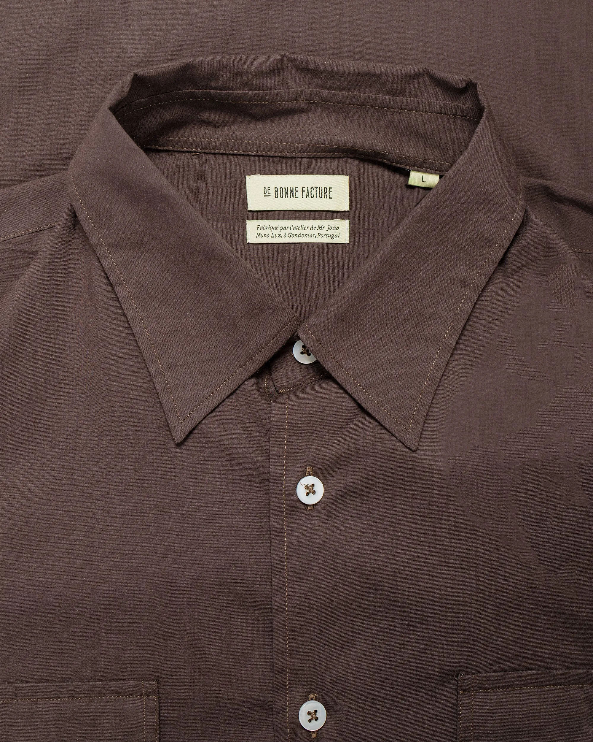 De Bonne Facture Artist Shirt Washed Cotton Voile Dark Brown sold by Lost & Found product image thumbnail 5