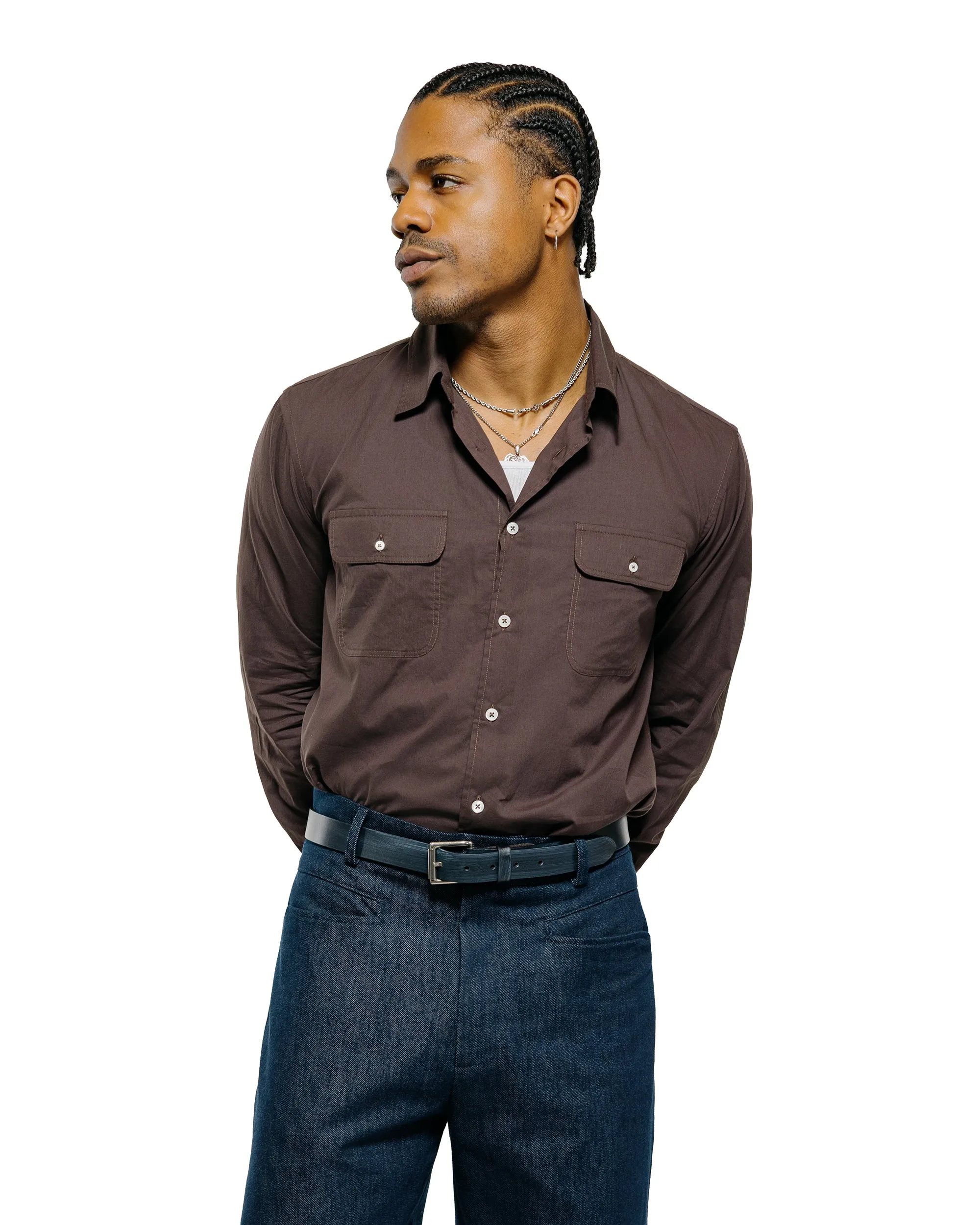 De Bonne Facture Artist Shirt Washed Cotton Voile Dark Brown sold by Lost & Found product image thumbnail 2