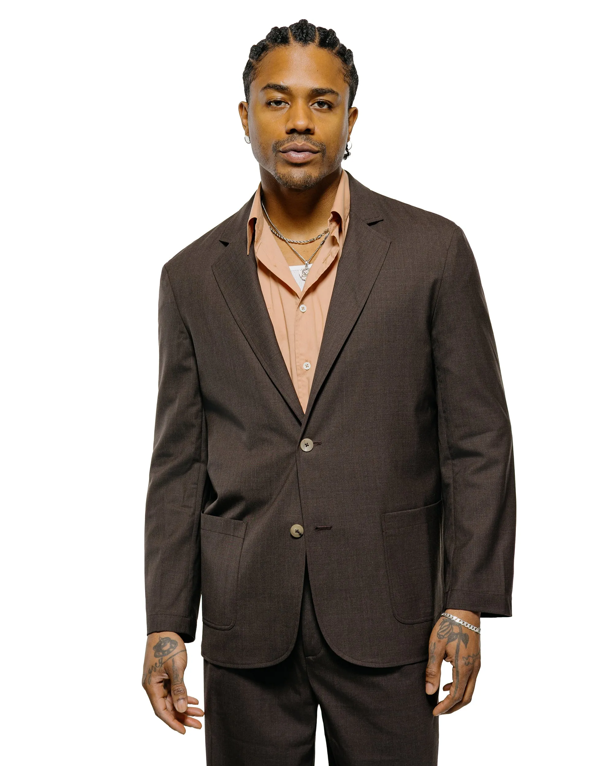 De Bonne Facture Writer's Jacket Super 130's Cold Wool Bark Brown sold by Lost & Found product image thumbnail 2