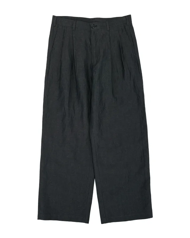 Universal Products Wool Linen 2 Tuck Trousers Charcoal sold by Lost & Found