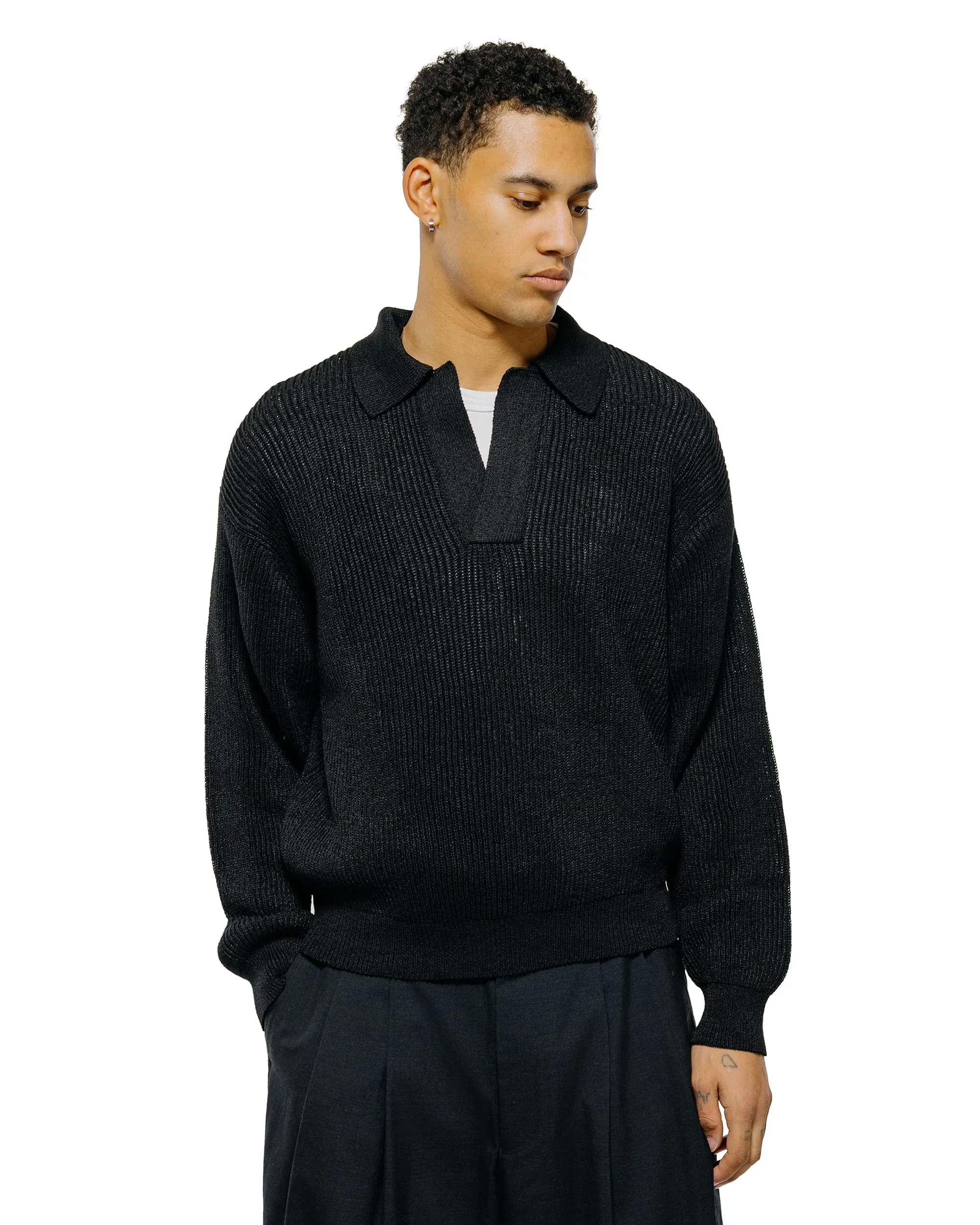 MARKAWARE Organic Cotton Japanese Paper Silk Yarn Skipper Rib Jumper Black sold by Lost & Found product image thumbnail 2