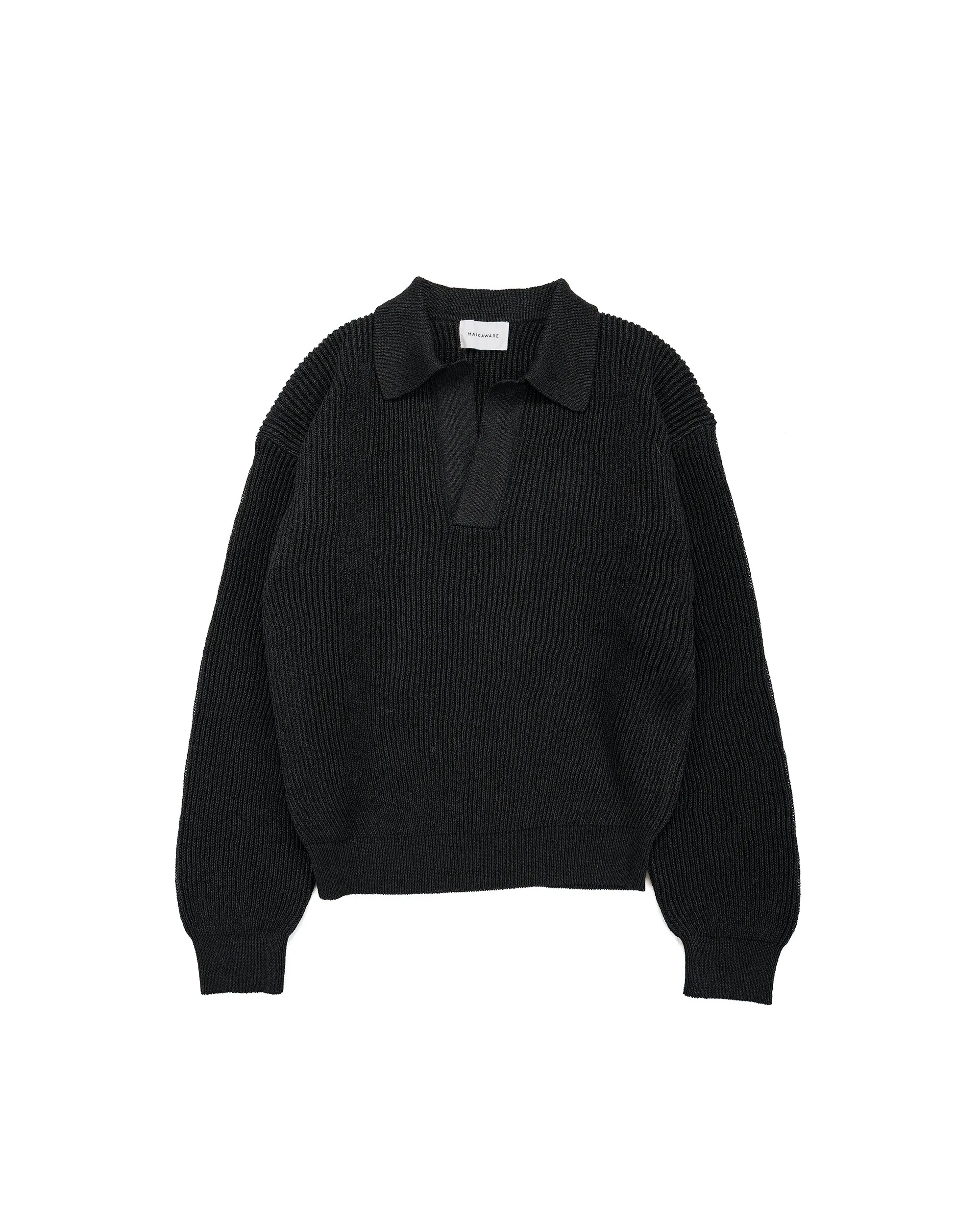 MARKAWARE Organic Cotton Japanese Paper Silk Yarn Skipper Rib Jumper Black sold by Lost & Found