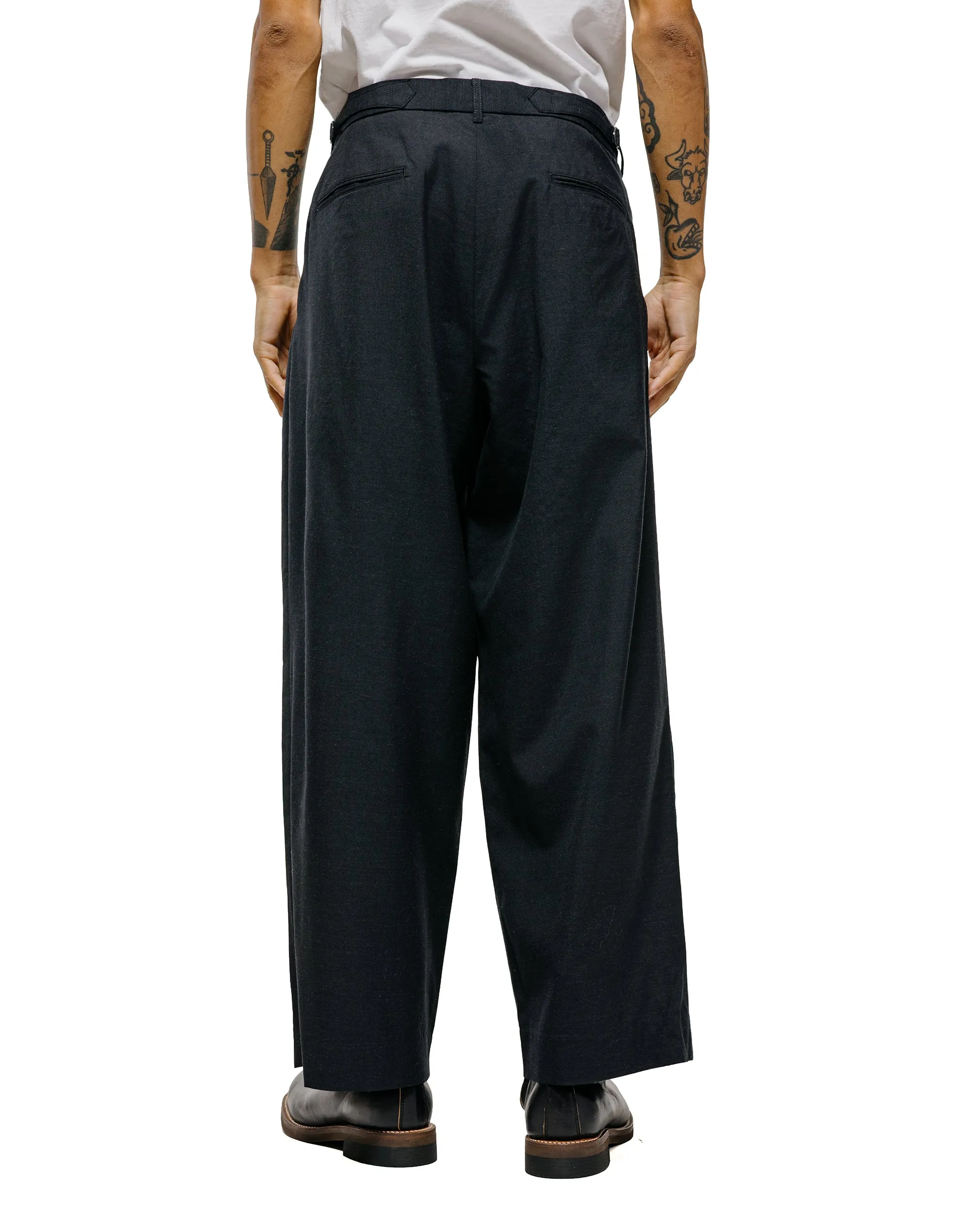 marka Two Tuck Baggy Trousers 2/72 Wool Tropical Washer Chambray Black sold by Lost & Found product image thumbnail 3