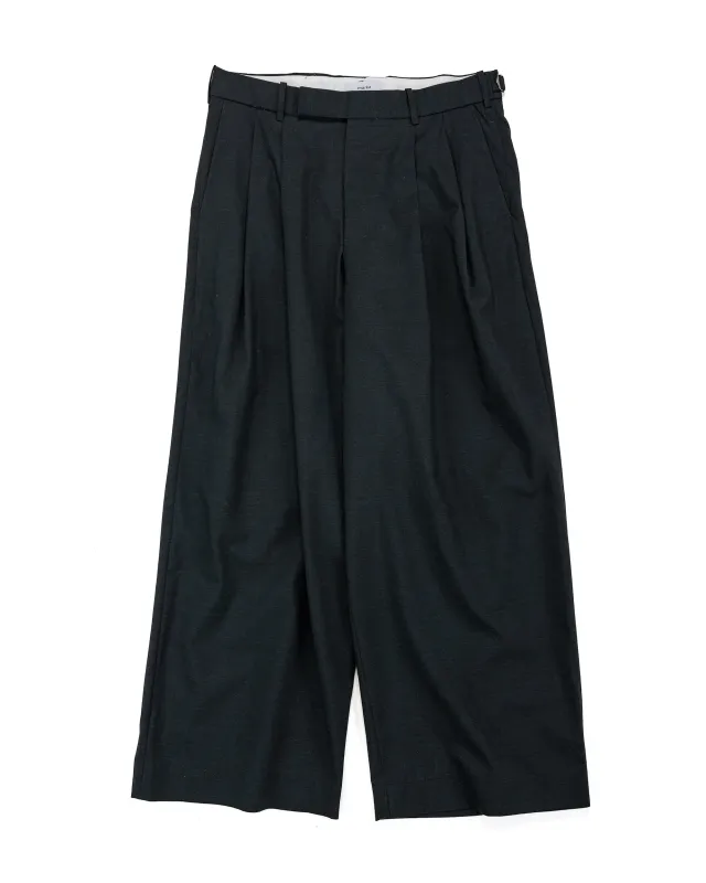marka Two Tuck Baggy Trousers 2/72 Wool Tropical Washer Chambray Black sold by Lost & Found