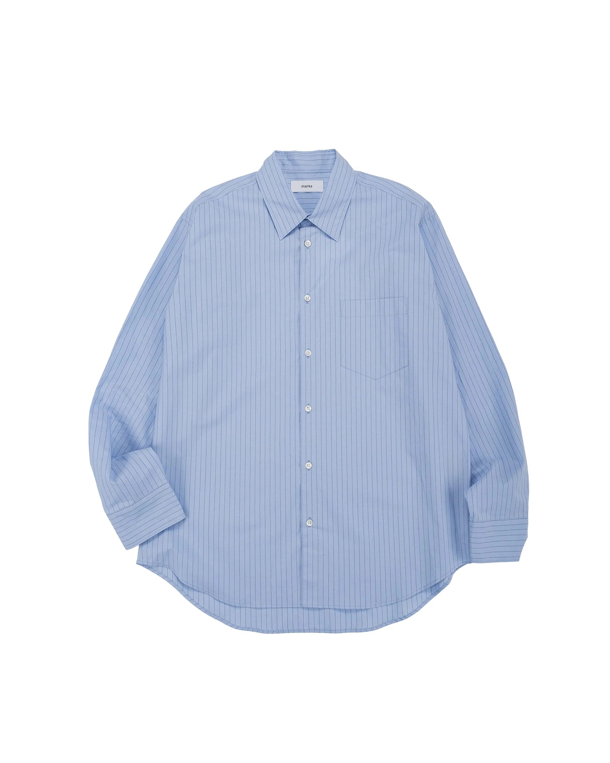 marka Regular Collar Shirt Organic Cotton Stripe Blue Stripe sold by Lost & Found