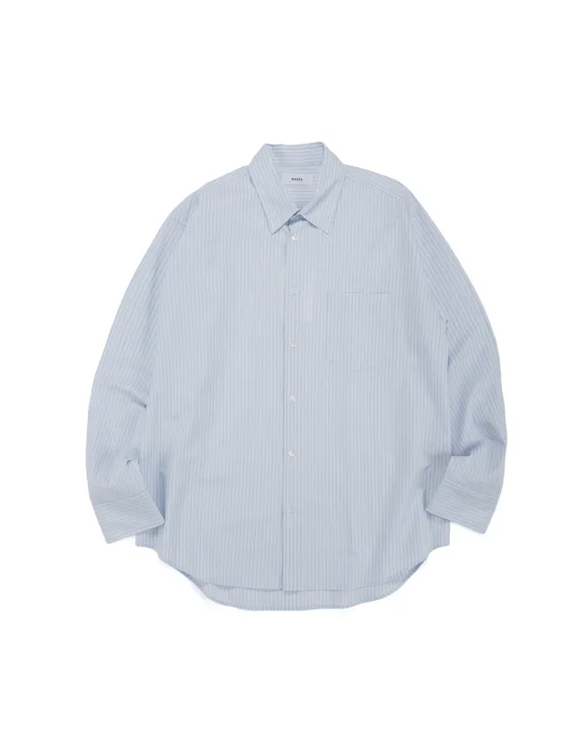 marka Regular Collar Shirt Organic Cotton Stripe Saxe Stripe sold by Lost & Found