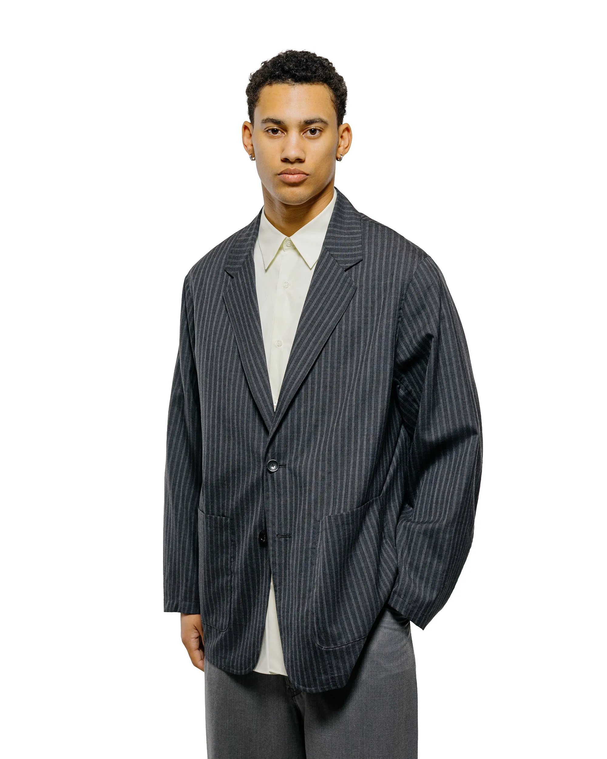 marka Stroll Around Jacket 2/72 Wool Tropical Washer Gray Stripe sold by Lost & Found product image thumbnail 2