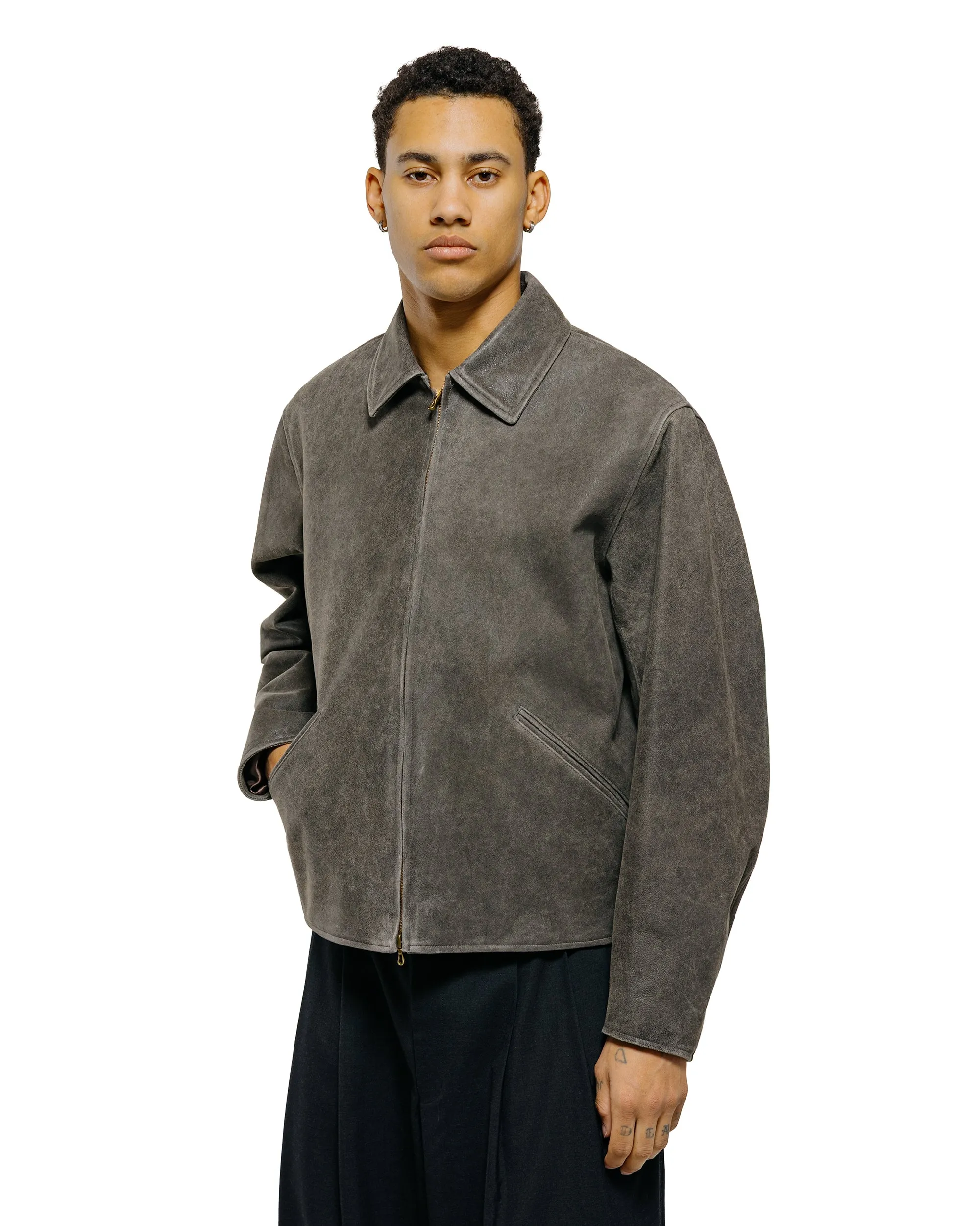 marka Leather Sports Jacket Cracked Goat Leather Dark Brown sold by Lost & Found product image thumbnail 2
