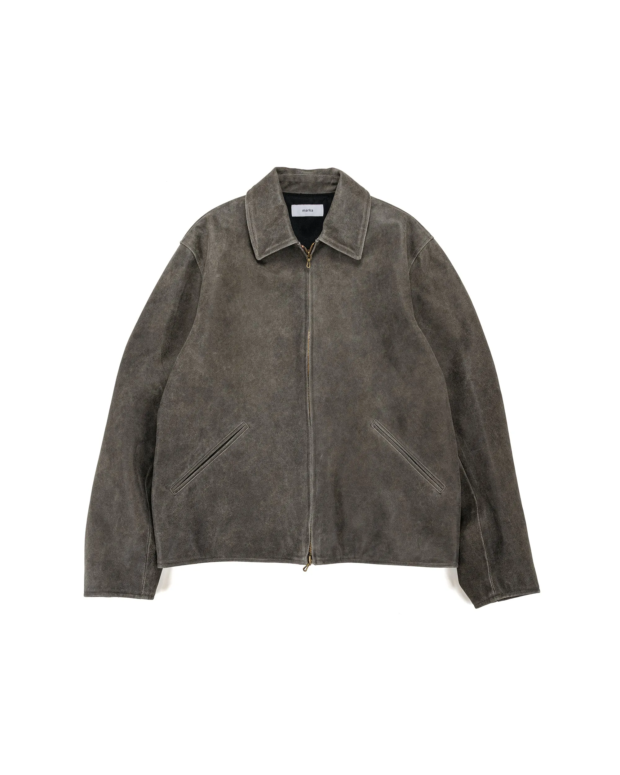 marka Leather Sports Jacket Cracked Goat Leather Dark Brown sold by Lost & Found