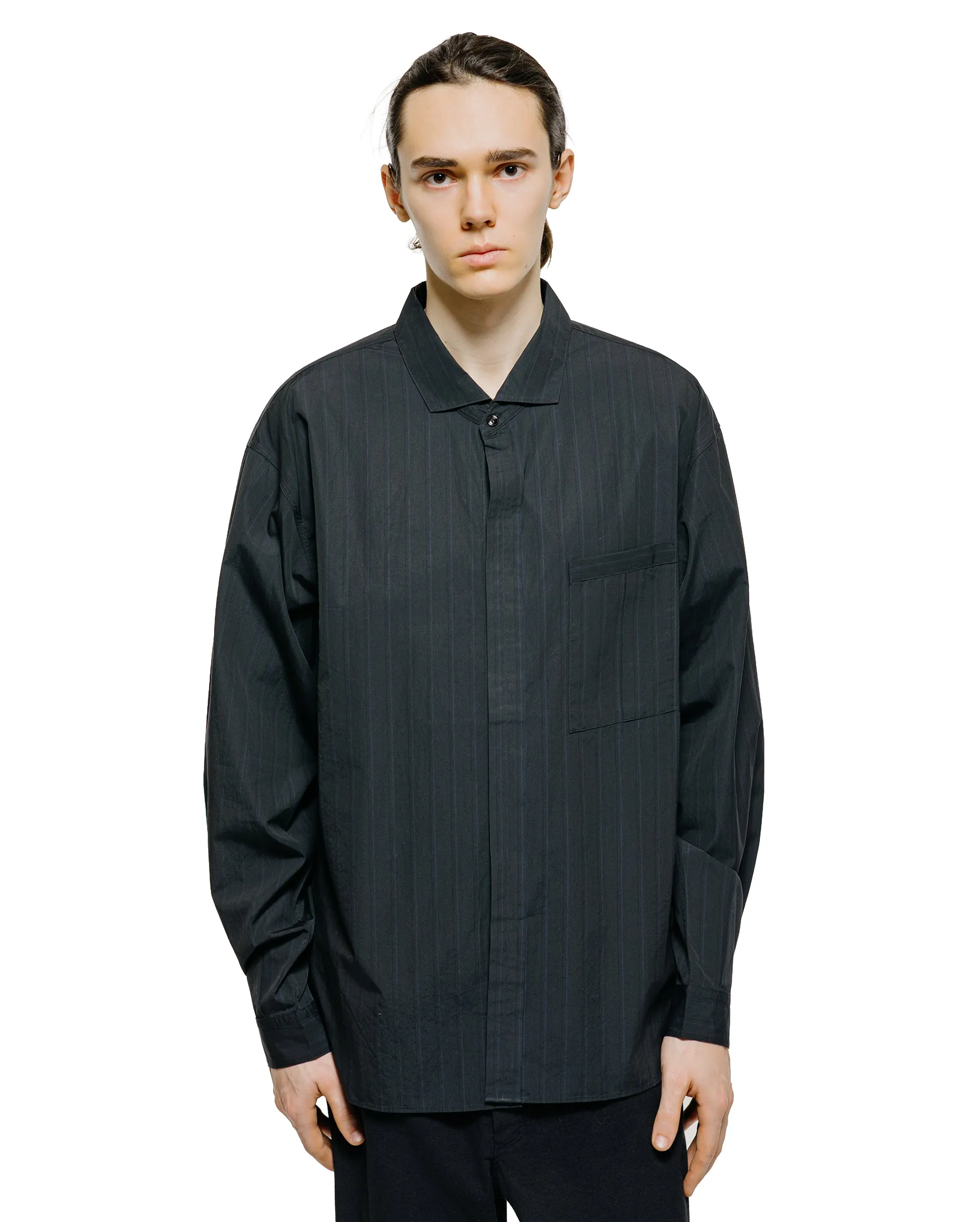 MotivMfg Shura Shirt Fine Cotton Poplin/Black Striped sold by Lost & Found product image thumbnail 2