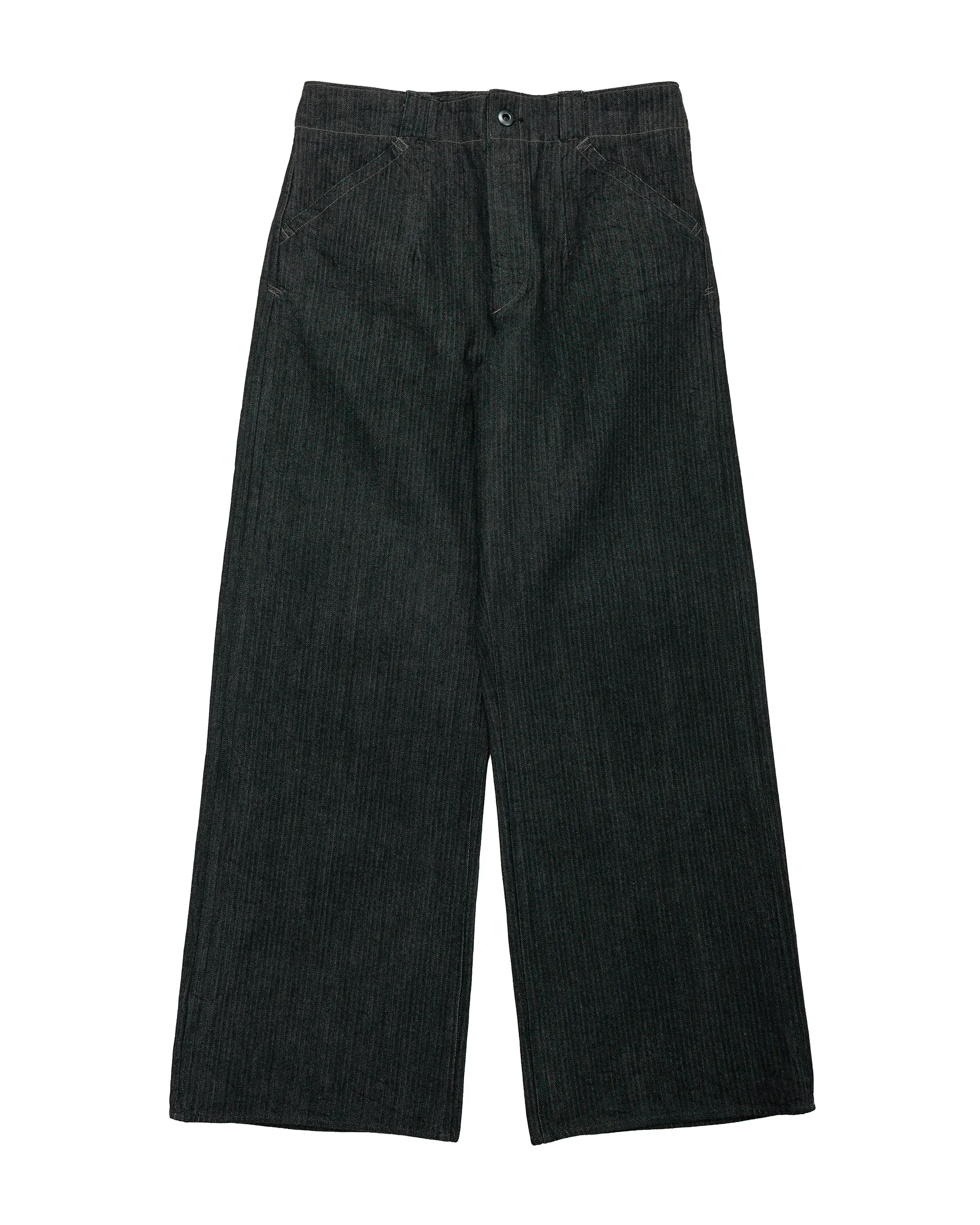 MotivMfg Doric Denim Trousers Original Herringbone Denim/Black sold by Lost & Found