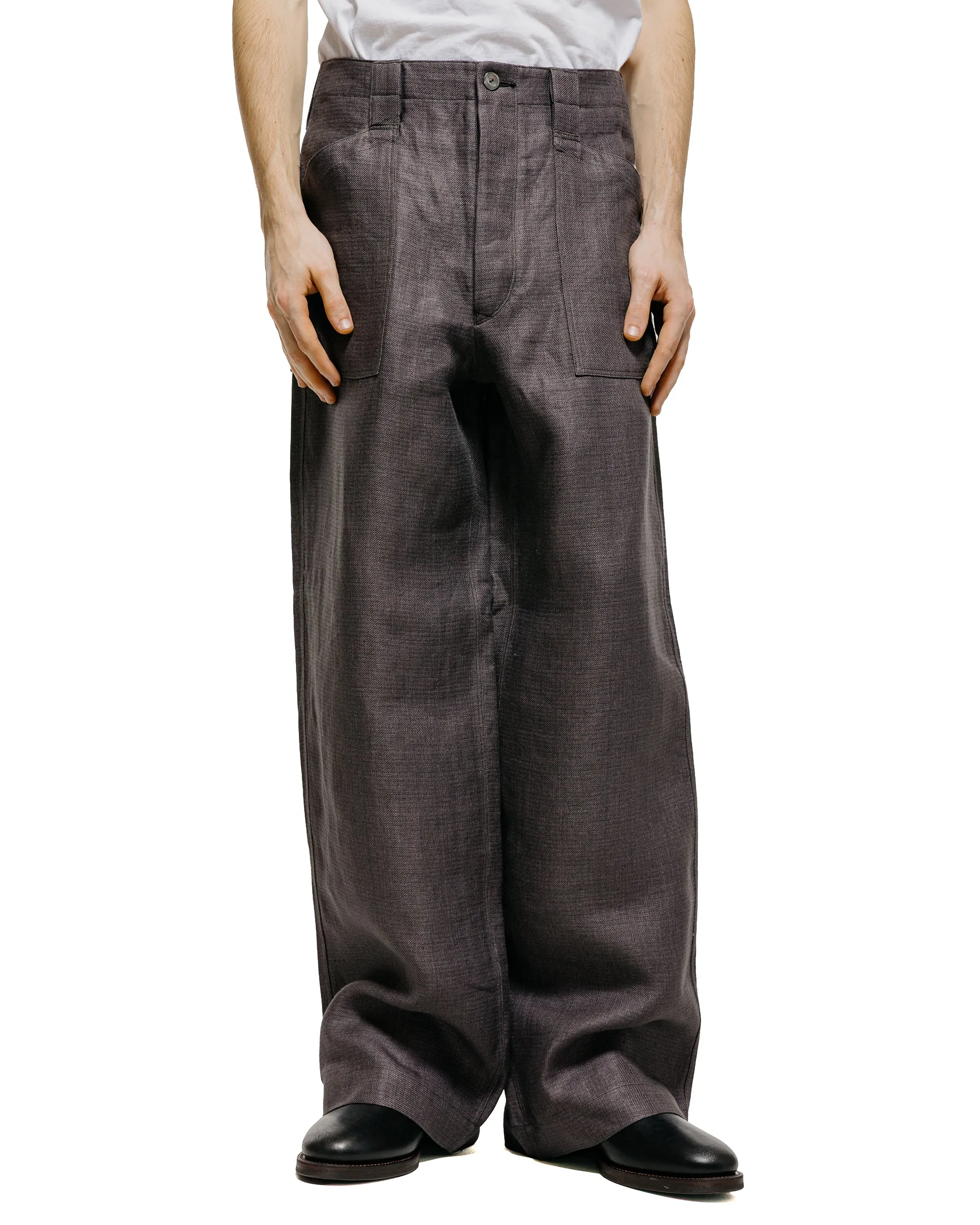 MotivMfg Capsule Deck Pants Duble Face Linen Serge/Aubergine sold by Lost & Found product image thumbnail 2