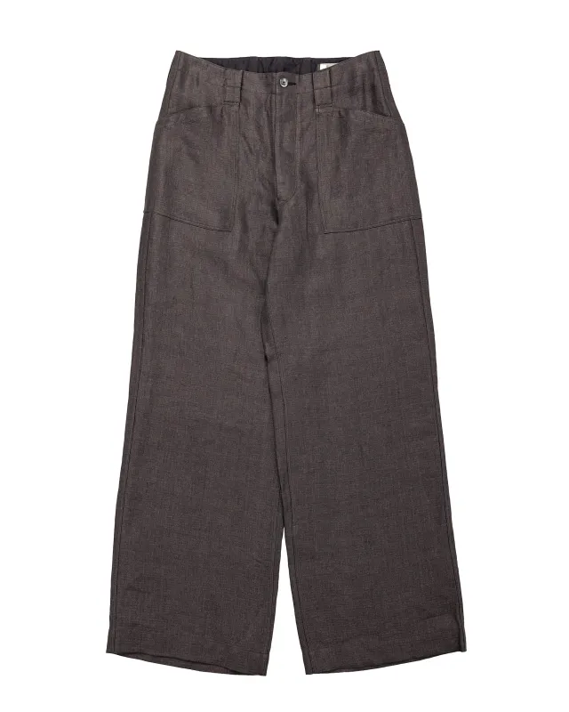 MotivMfg Capsule Deck Pants Duble Face Linen Serge/Aubergine made by Lost & Found