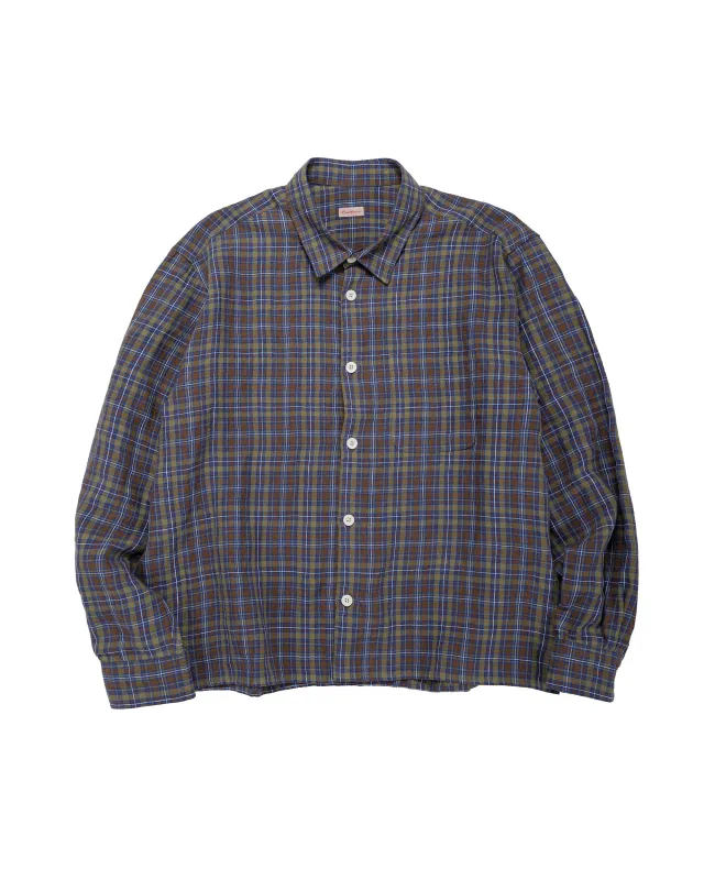 Conkers Farmer Shirt Irish Linen Damson made by Lost & Found
