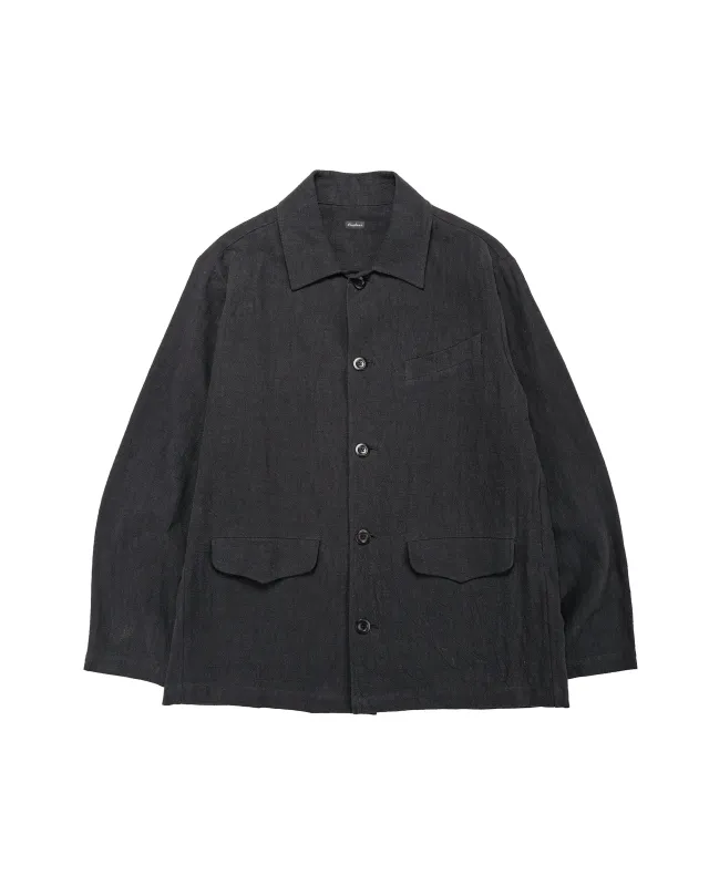 Conkers Field Shirt Ramie Charcoal made by Lost & Found