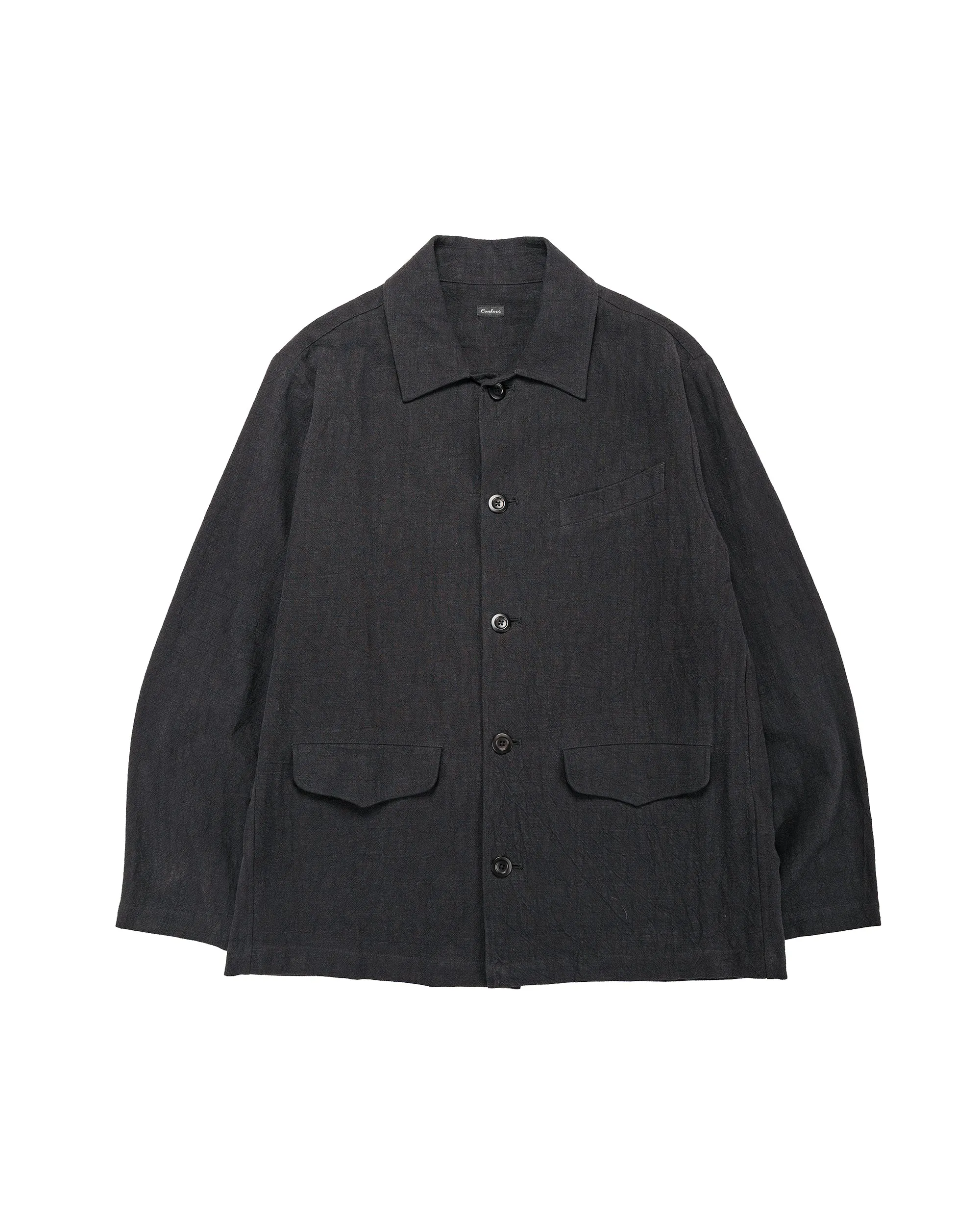 Conkers Field Shirt Ramie Charcoal sold by Lost & Found