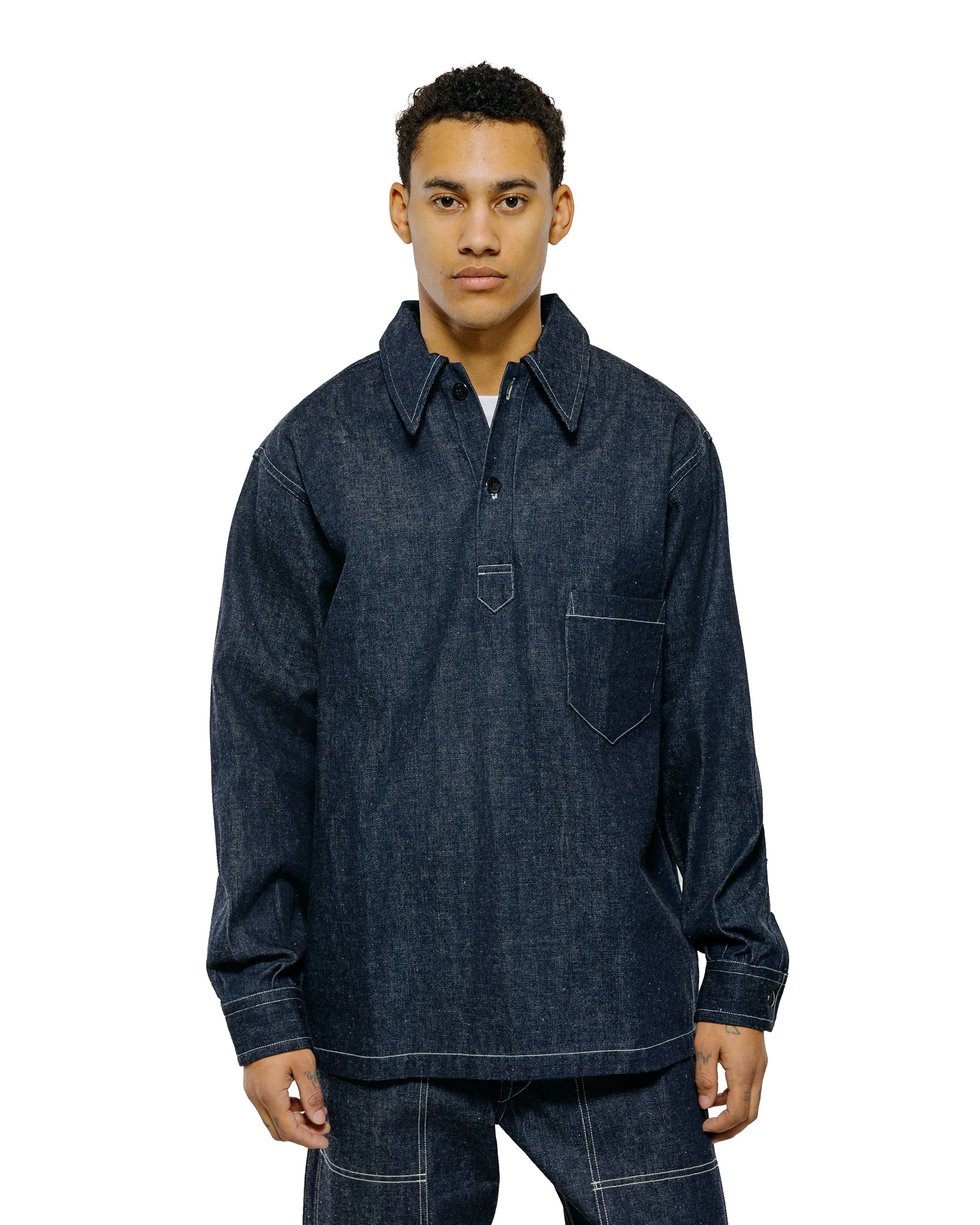 Warehouse Lot. 3063 1930's WPA One Pocket Pullover Shirt Indigo Denim sold by Lost & Found product image thumbnail 2