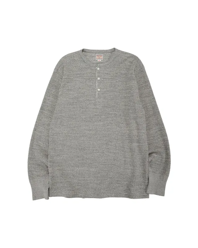The Real McCoy's MC22120 Western Cardigan Stitch Henley Shirt Gray sold by Lost & Found
