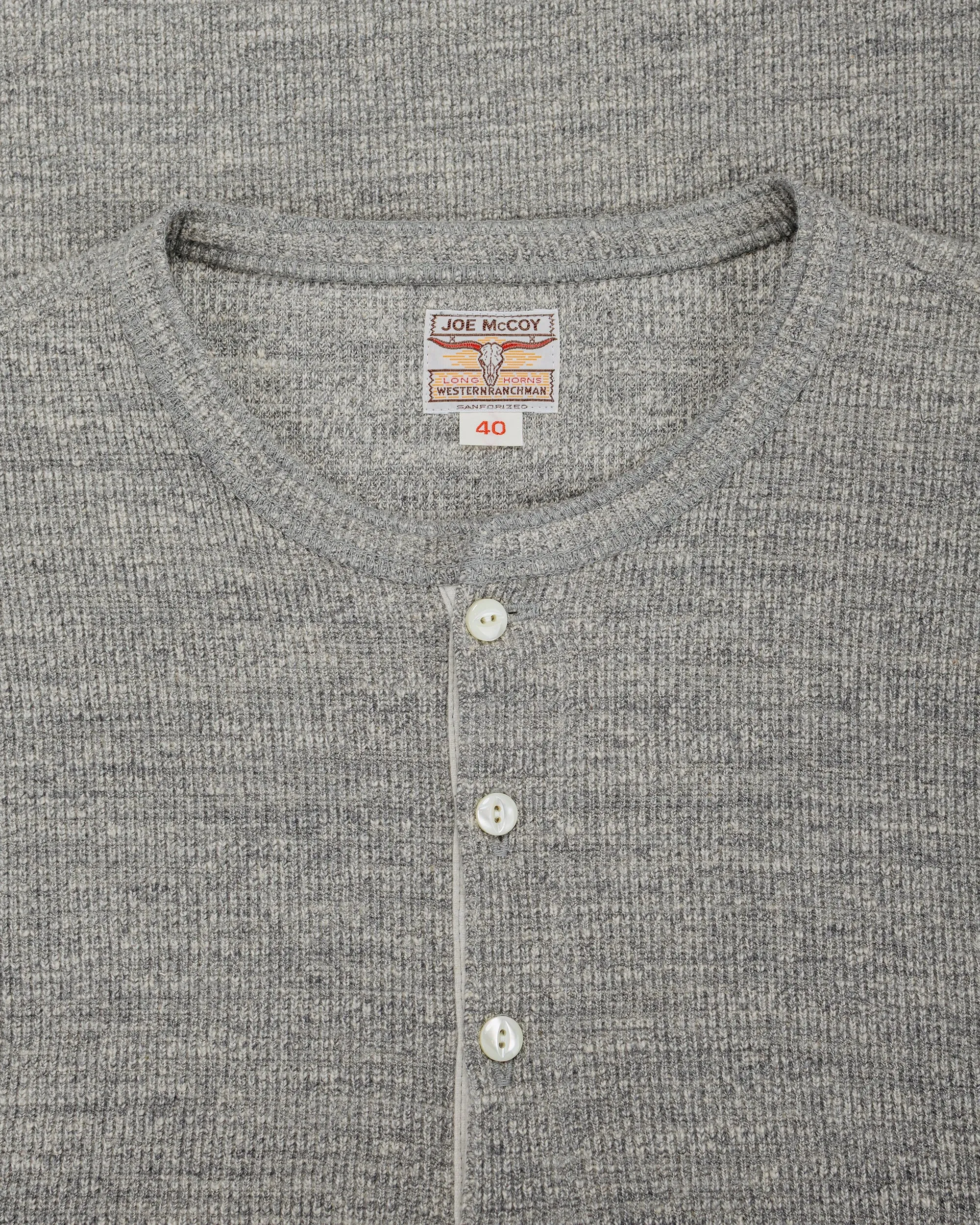 The Real McCoy's MC22120 Western Cardigan Stitch Henley Shirt Gray sold by Lost & Found product image thumbnail 5