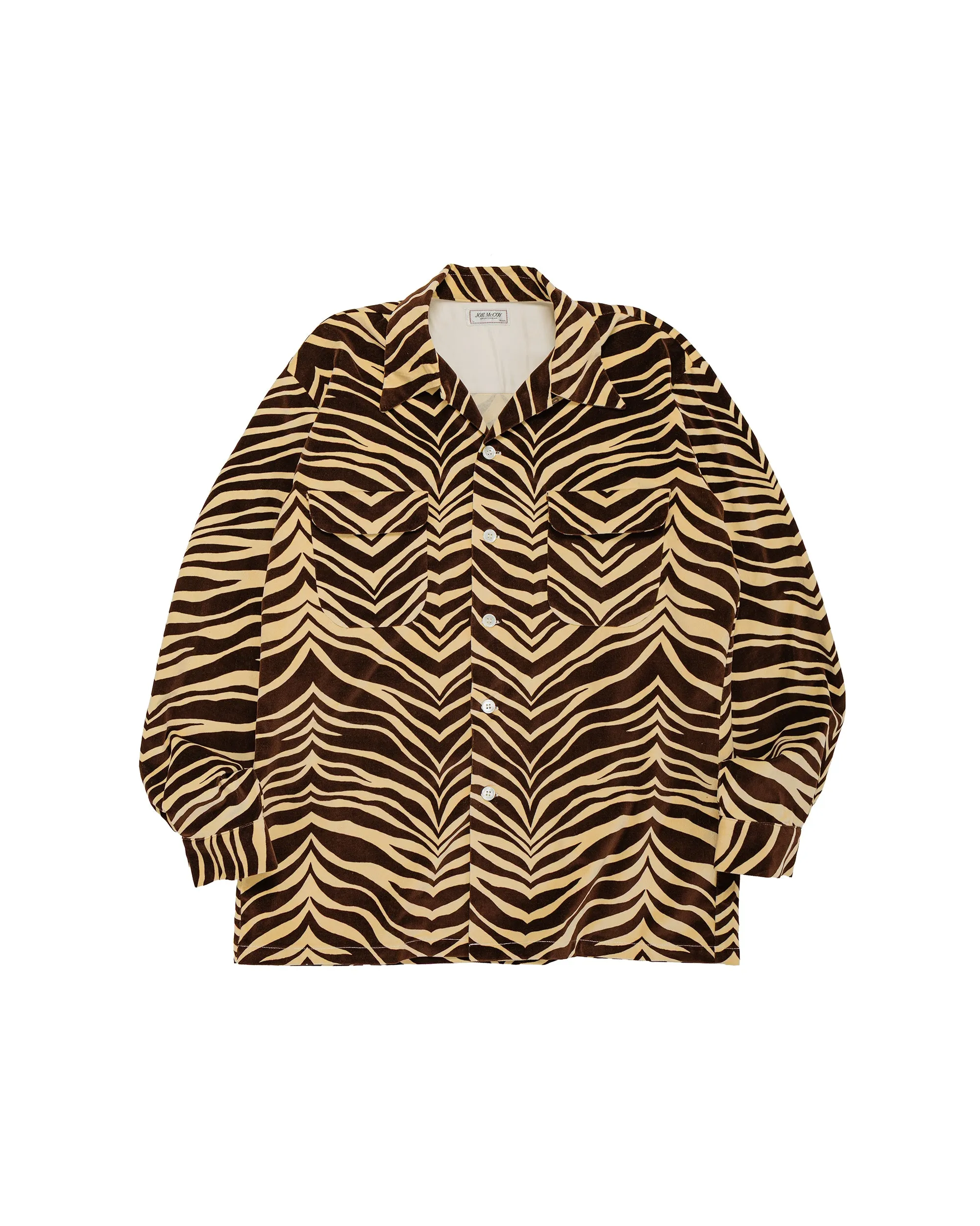 The Real McCoy's MS25108 Printed Velour Open-Collar Shirt Zebra Print sold by Lost & Found