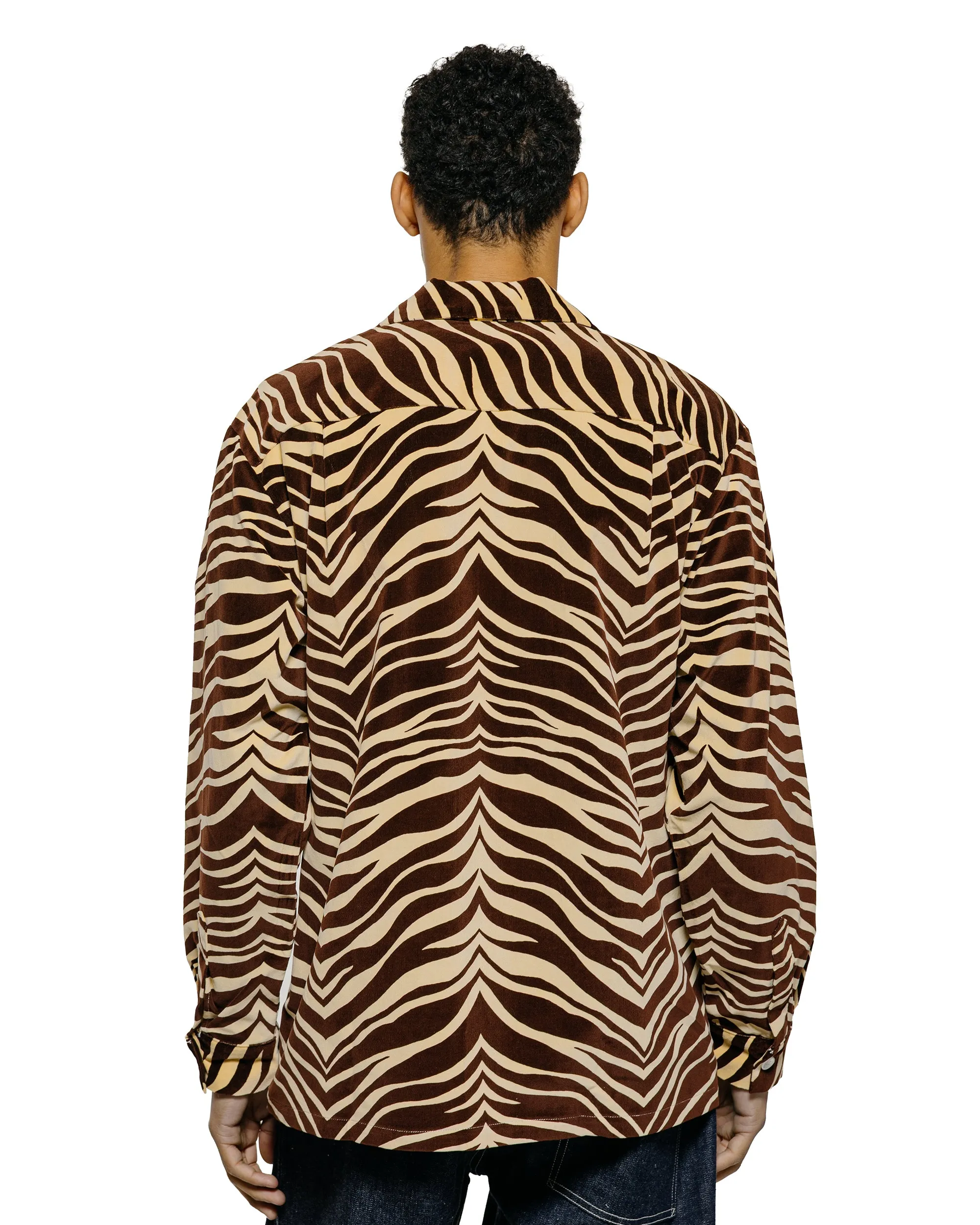 The Real McCoy's MS25108 Printed Velour Open-Collar Shirt Zebra Print sold by Lost & Found product image thumbnail 3