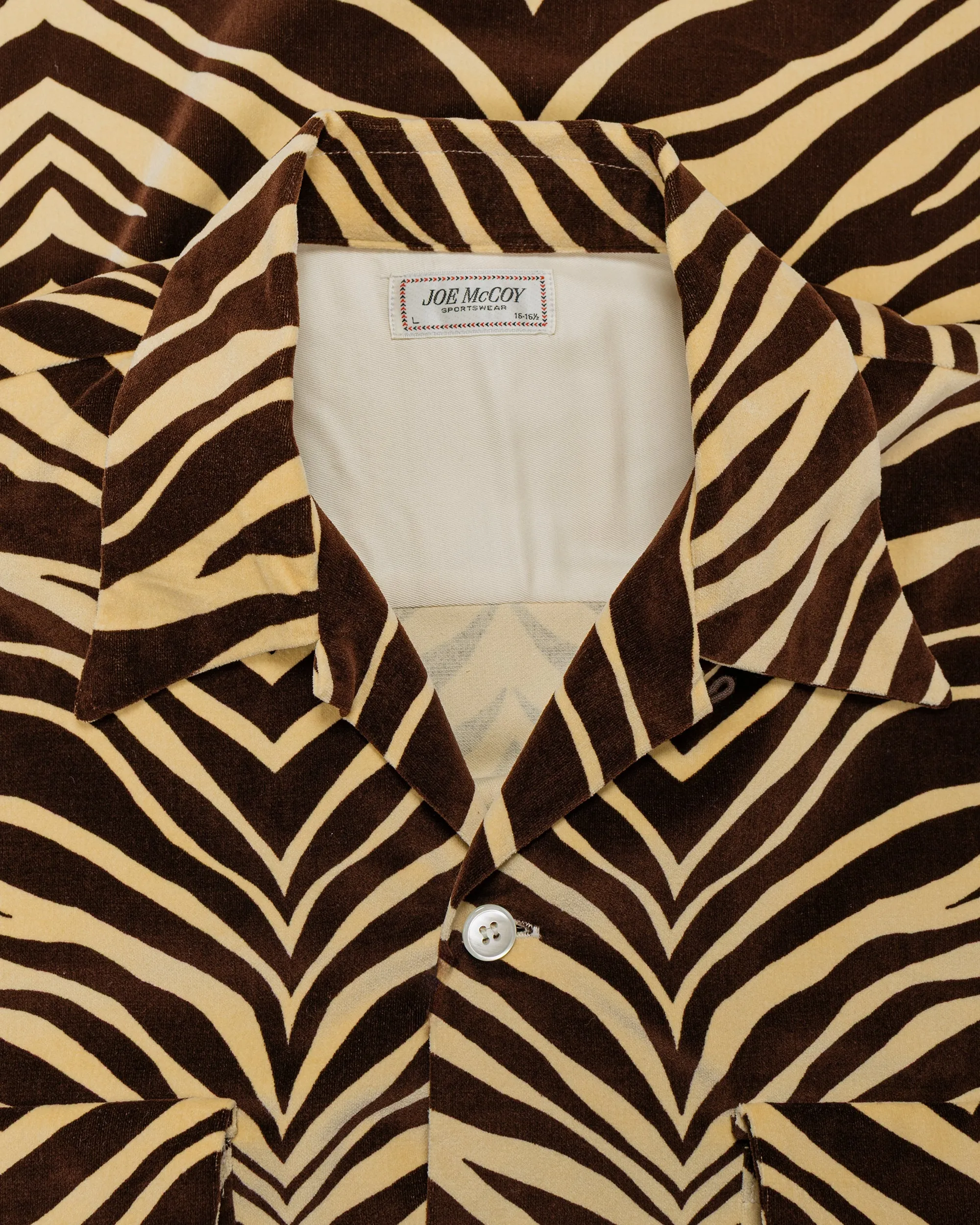 The Real McCoy's MS25108 Printed Velour Open-Collar Shirt Zebra Print sold by Lost & Found product image thumbnail 5