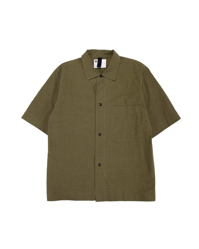 MHL S/S PJ Shirt Dry Cotton End On End Moss made by Margaret Howell