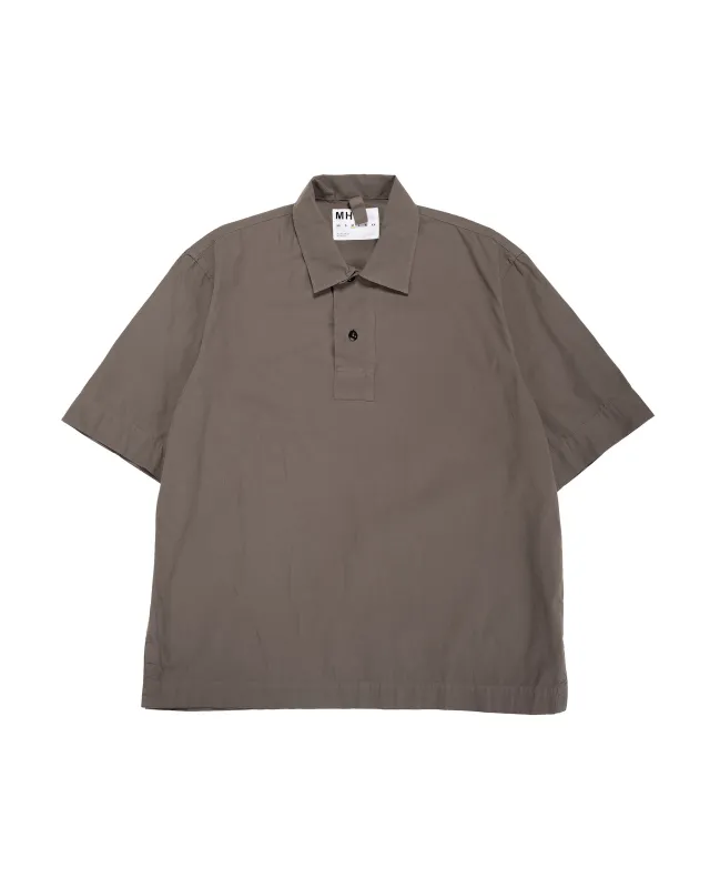 MHL Offset Placket Polo Washed Cotton Poplin Mole sold by Lost & Found