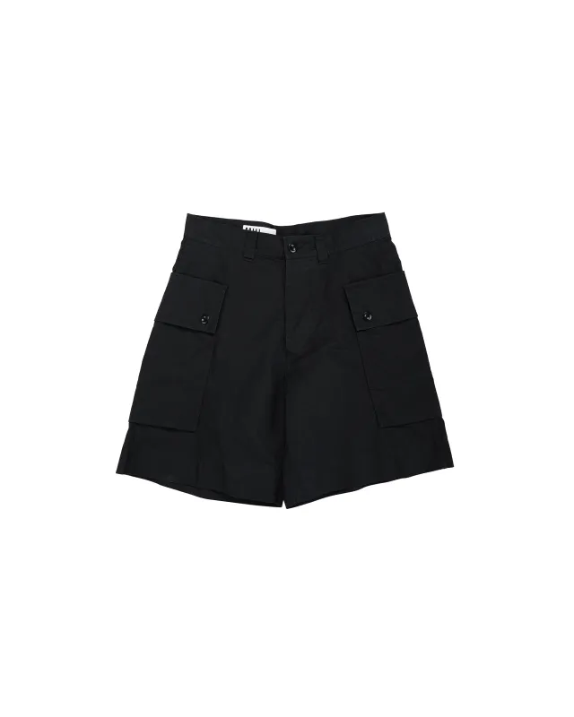 MHL Cargo Pocket Shorts Cotton Nylon Poplin Black made by Margaret Howell