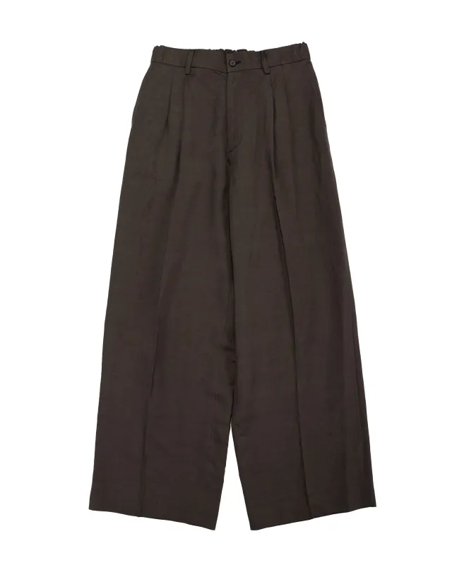ssstein Viscose/Linen/Rayon Twill Easy Long Wide Trousers Khaki Brown sold by Lost & Found