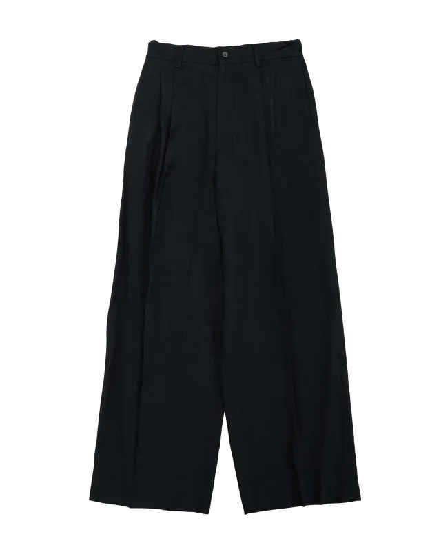 ssstein Viscose/Linen/Rayon Twill Easy Long Wide Trousers Black made by ssstein