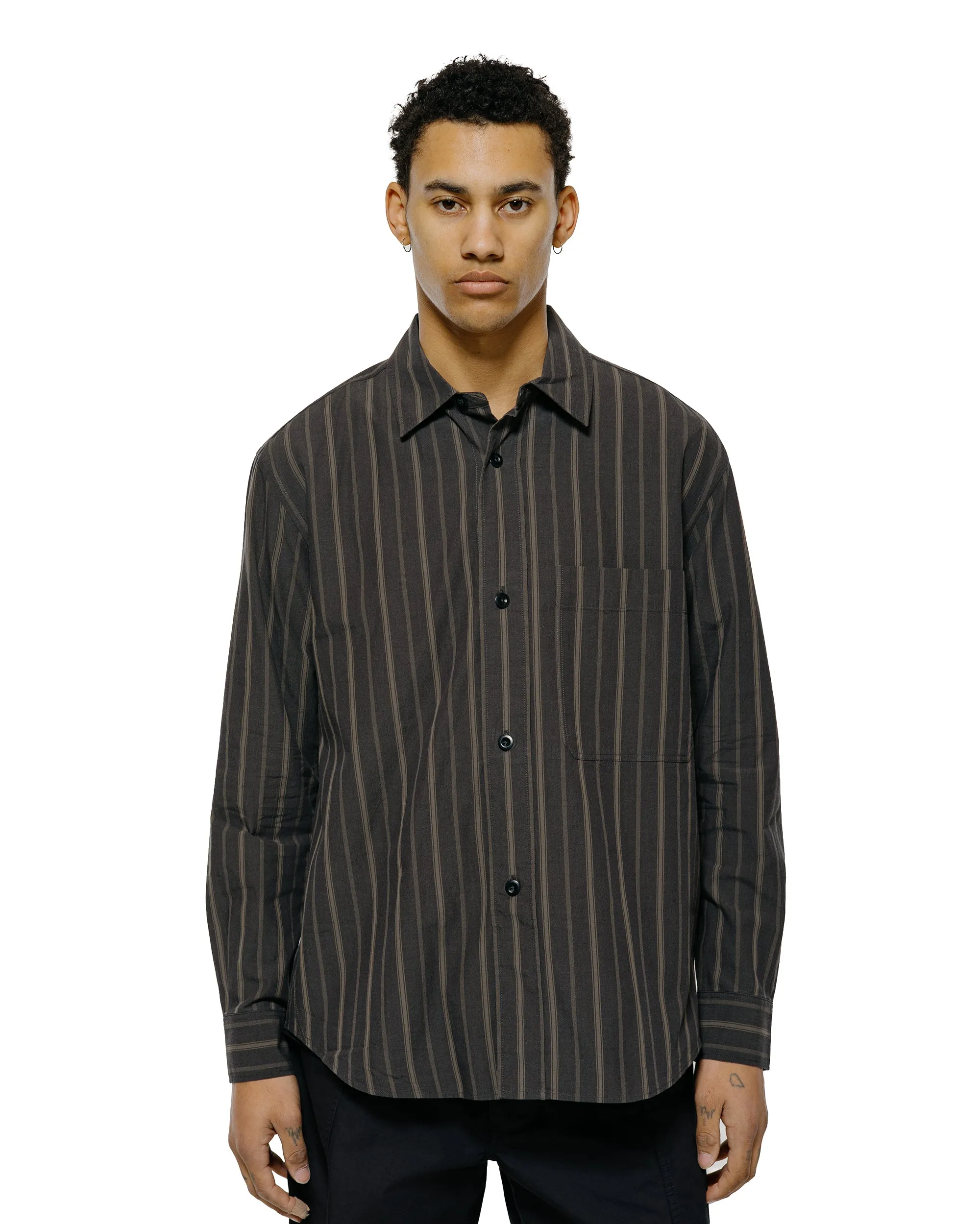 MHL Basic Shirt Bold Stripe Cotton Off Black/Khaki sold by Lost & Found product image thumbnail 2