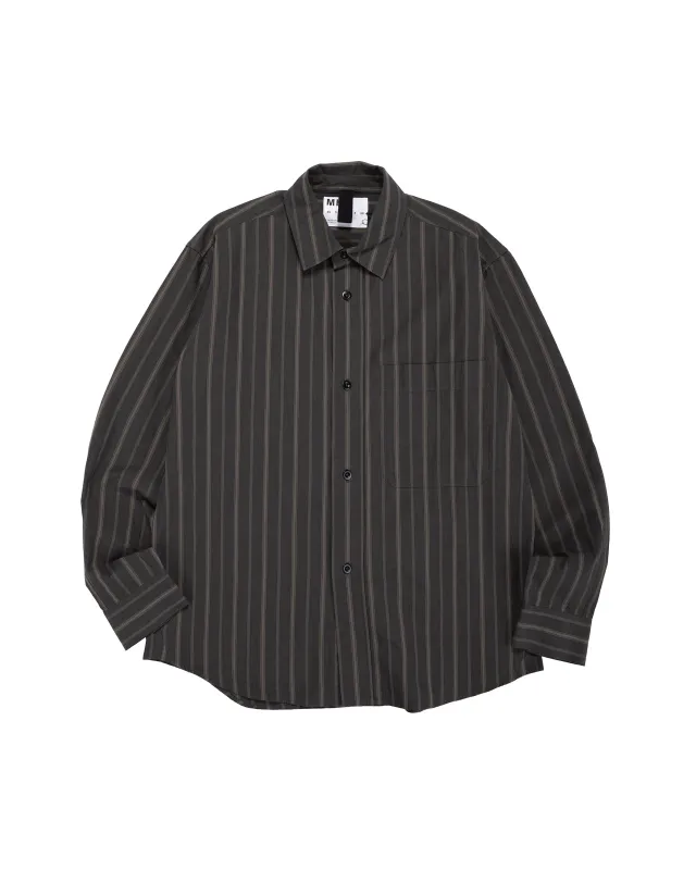 MHL Basic Shirt Bold Stripe Cotton Off Black/Khaki sold by Lost & Found