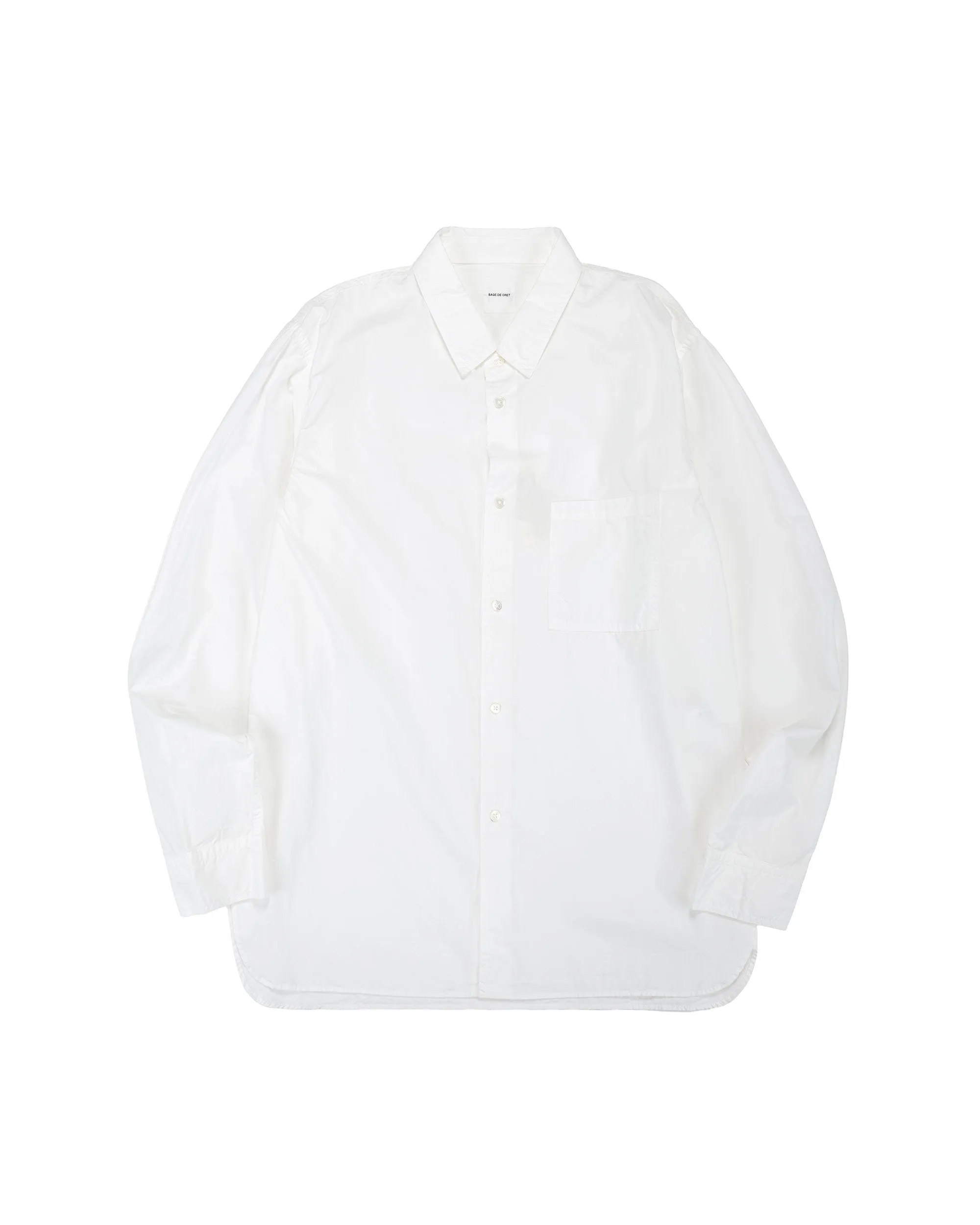 Sage de Cret Organic Cotton Bloadcloth Regular Collar Shirt L/S Off White sold by Lost & Found