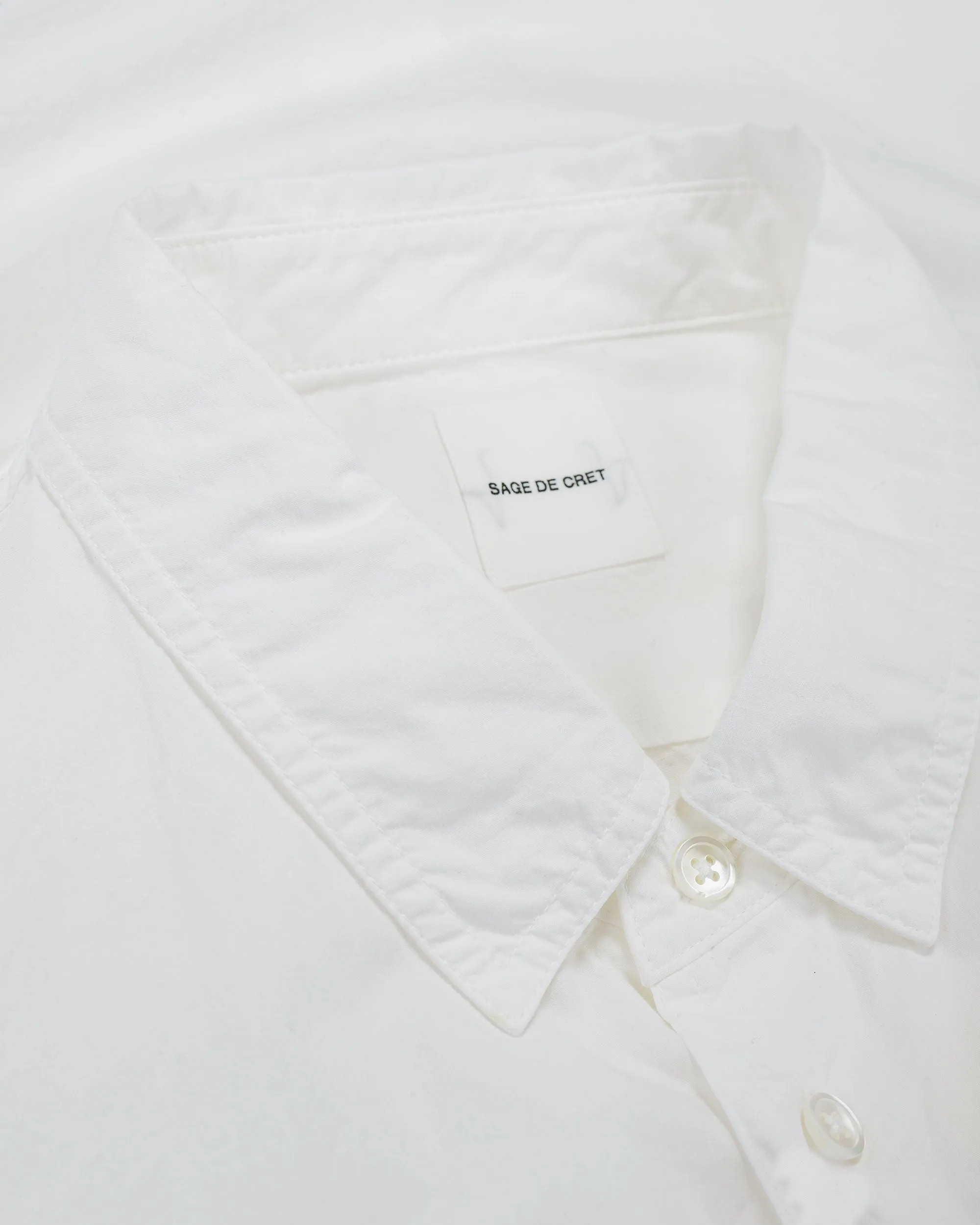 Sage de Cret Organic Cotton Bloadcloth Regular Collar Shirt L/S Off White sold by Lost & Found product image thumbnail 5