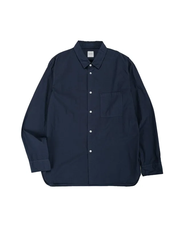 Sage de Cret Organic Cotton Bloadcloth Regular Collar Shirt L/S Navy made by Sage de Cret