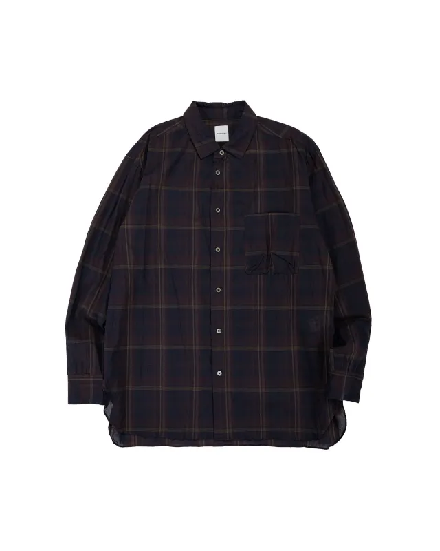 Sage de Cret Organic Cotton Madras Pigmnet CT Long Regular Collar Shirt Wine sold by Lost & Found