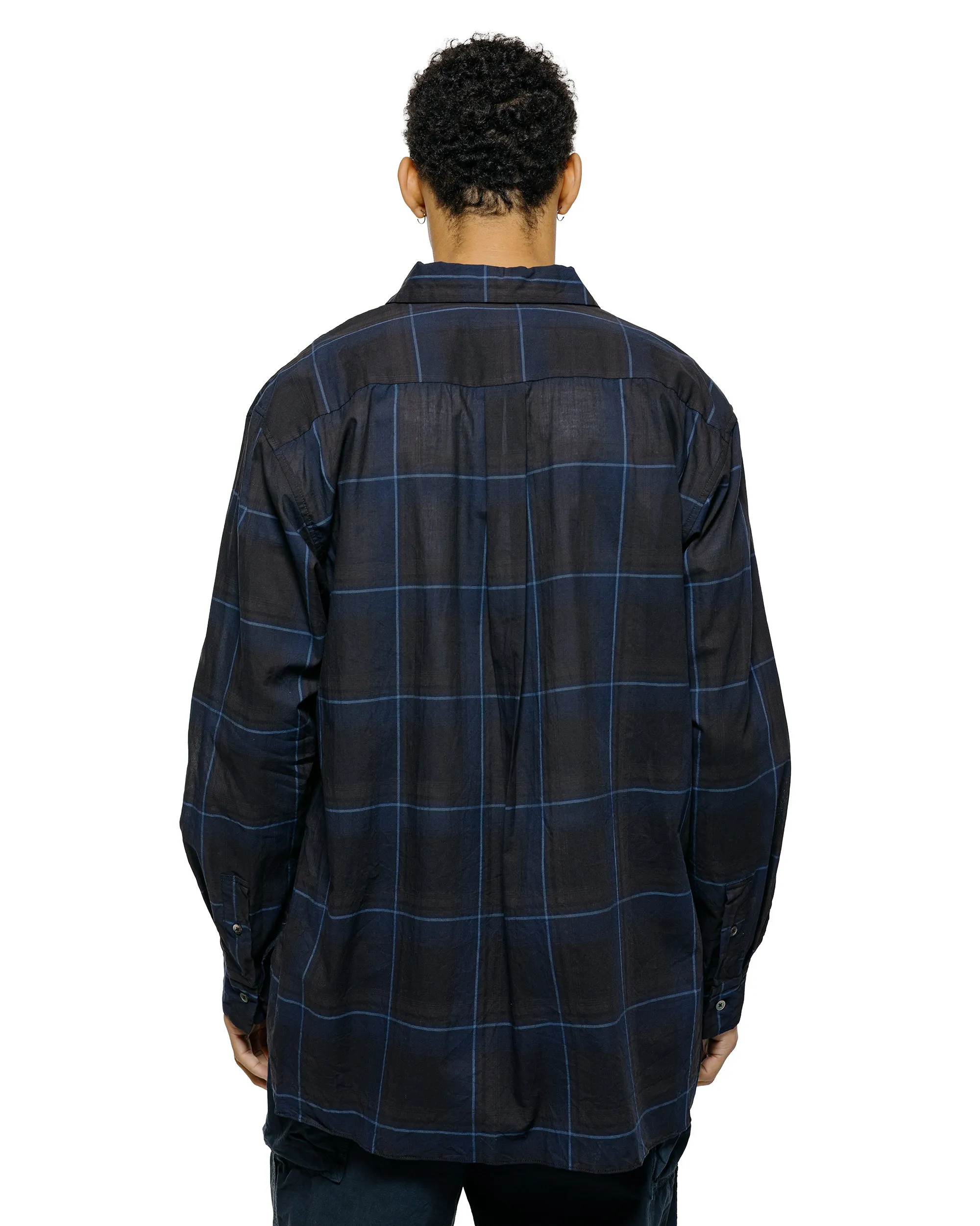 Sage de Cret Organic Cotton Madras Pigmnet CT Long Regular Collar Shirt Navy sold by Lost & Found product image thumbnail 3