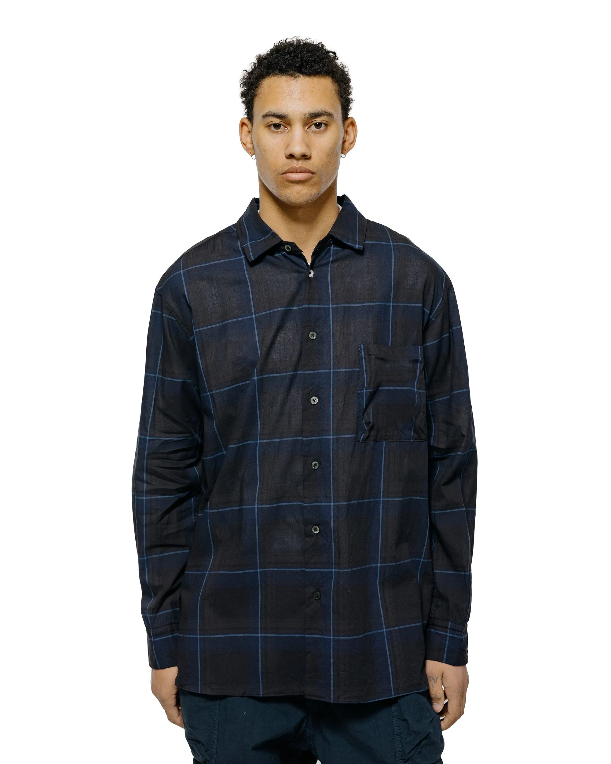 Sage de Cret Organic Cotton Madras Pigmnet CT Long Regular Collar Shirt Navy sold by Lost & Found product image thumbnail 2