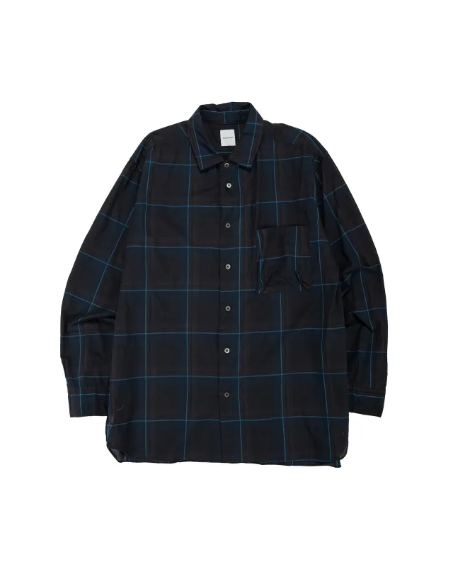 Sage de Cret Organic Cotton Madras Pigmnet CT Long Regular Collar Shirt Navy sold by Lost & Found