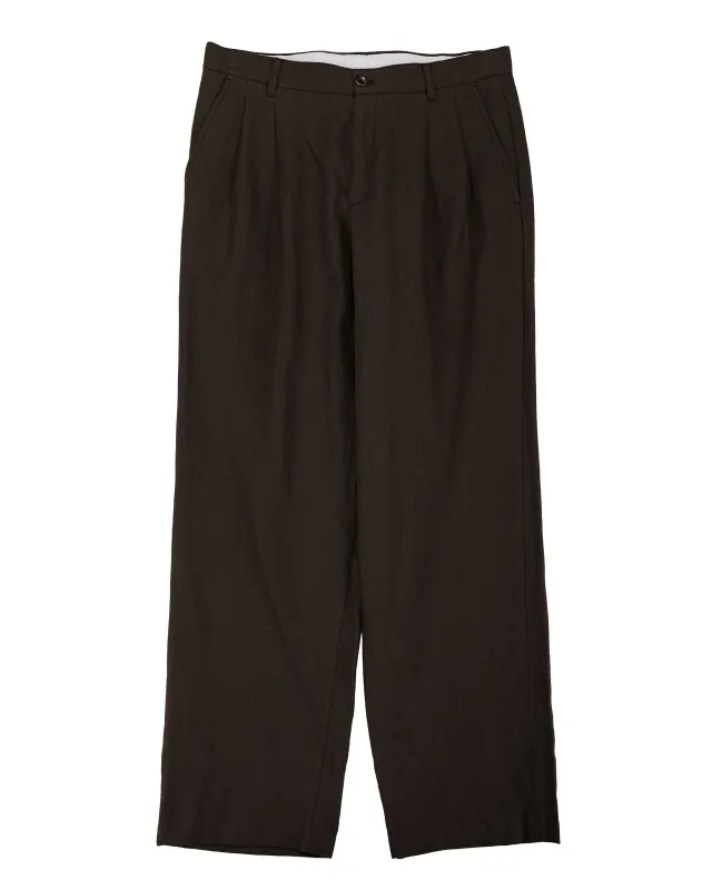 Norse Projects Hestur Relaxed Cotton Linen Twill Pleated Trouser Delicioso Brown made by Norse Projects