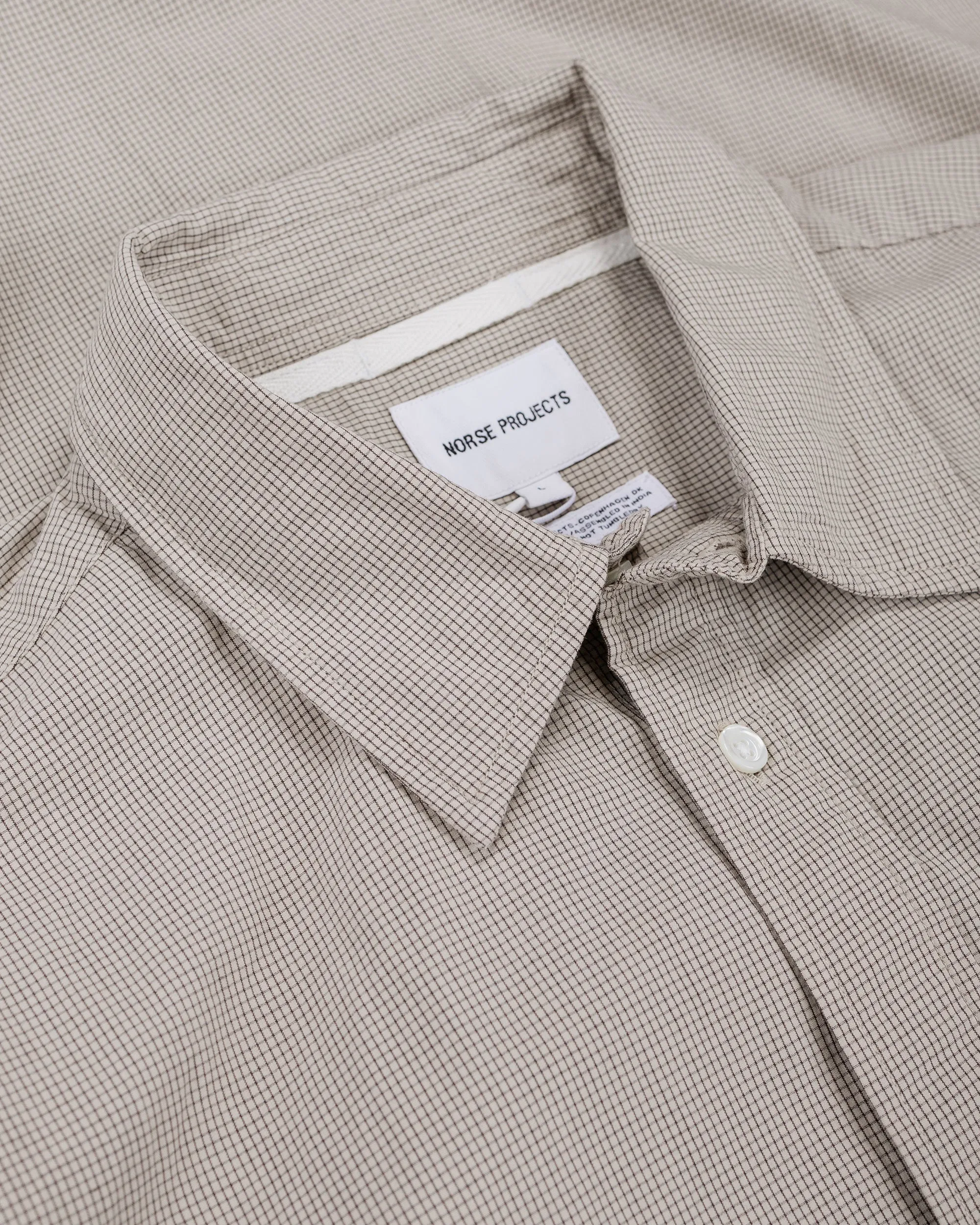 Norse Projects Espevik Oversize Micro Poplin Check Shirt Oatmeal sold by Lost & Found product image thumbnail 5