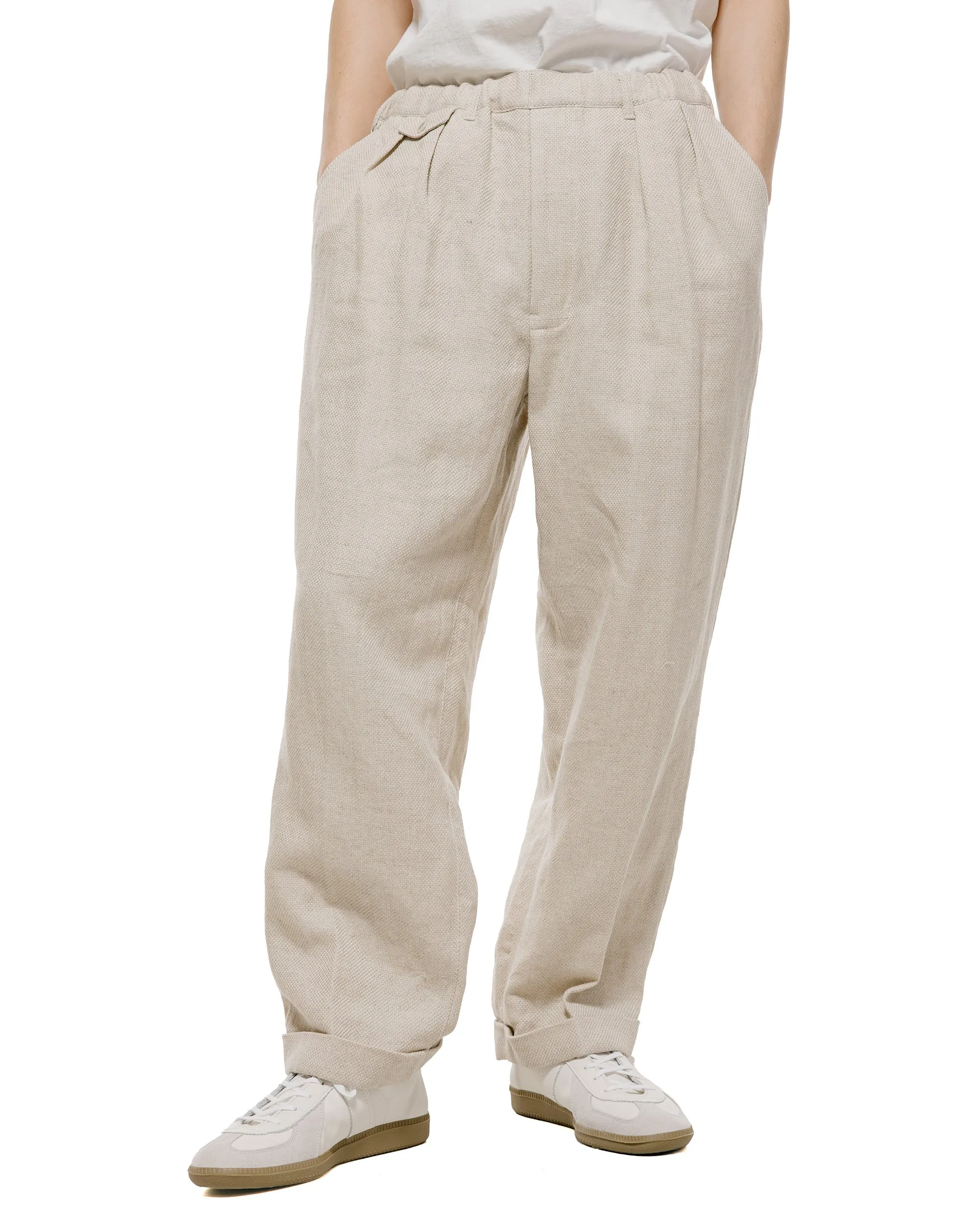 Beams Plus 2Pleats Relax Trousers Linen Cotton Off White sold by Lost & Found product image thumbnail 2