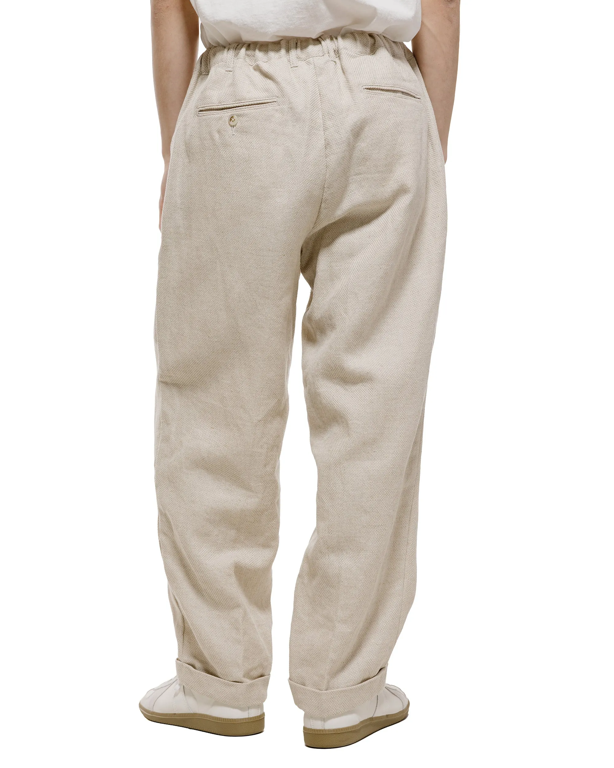 Beams Plus 2Pleats Relax Trousers Linen Cotton Off White sold by Lost & Found product image thumbnail 3