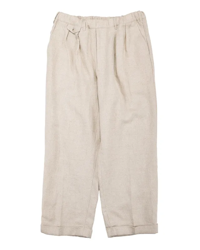 Beams Plus 2Pleats Relax Trousers Linen Cotton Off White made by BEAMS PLUS